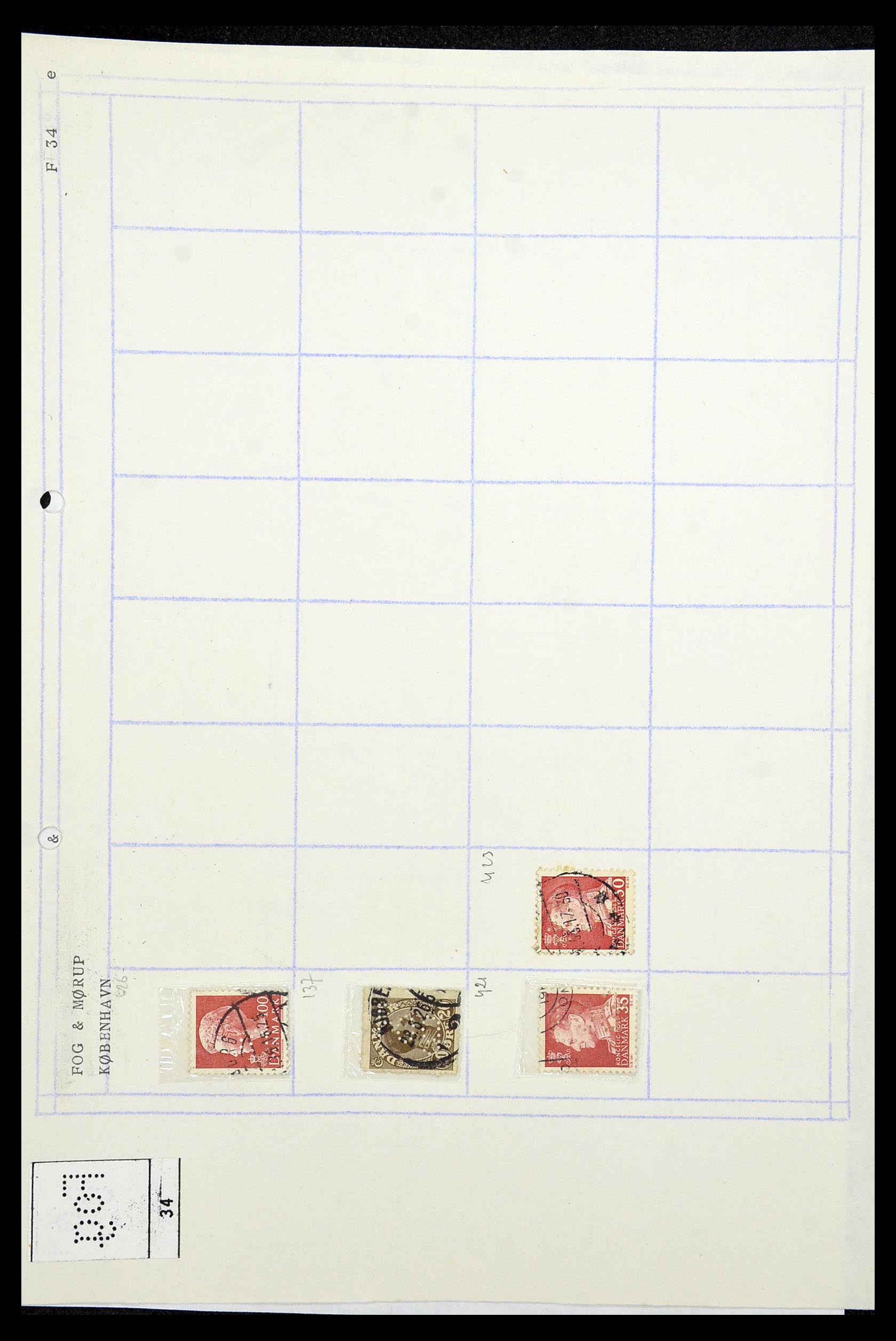 34415 103 - Stamp Collection 34415 Denmark perfins 1875-1980.