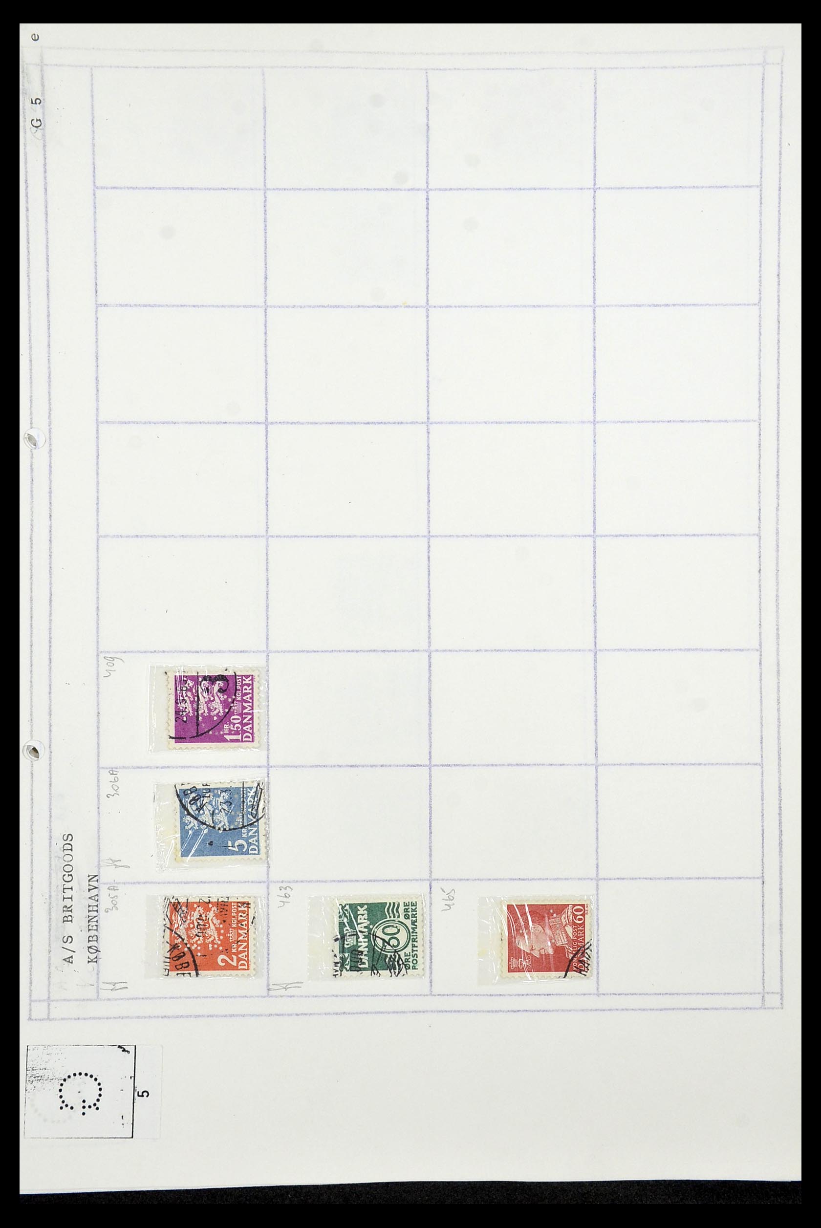 34415 109 - Stamp Collection 34415 Denmark perfins 1875-1980.