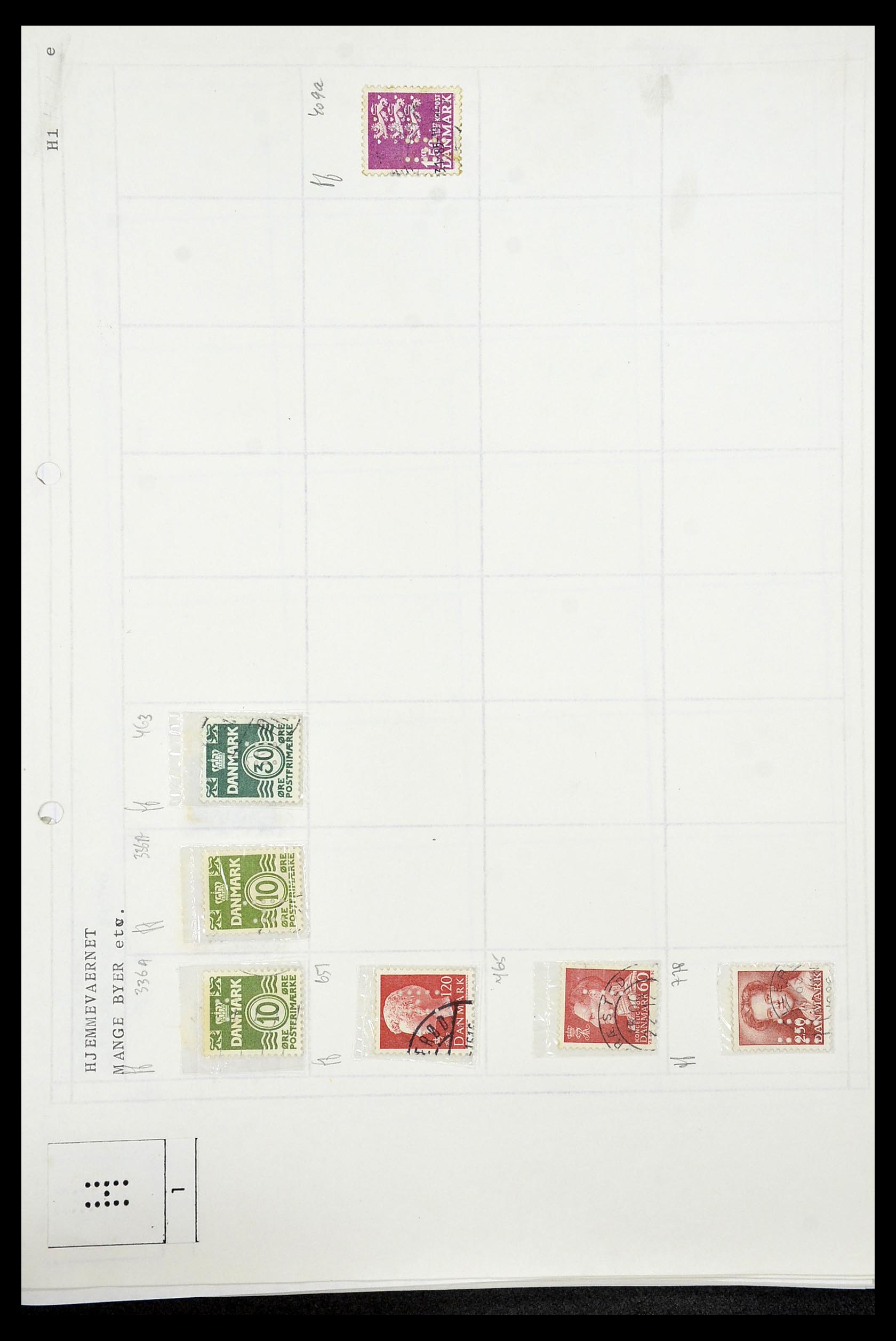 34415 118 - Stamp Collection 34415 Denmark perfins 1875-1980.