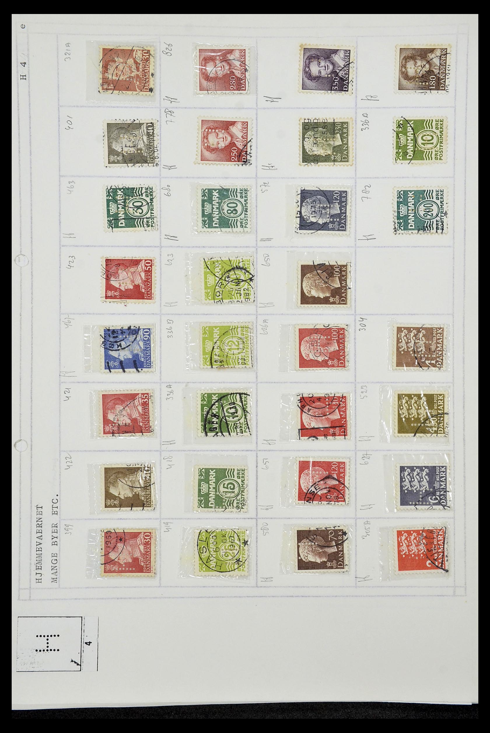 34415 121 - Stamp Collection 34415 Denmark perfins 1875-1980.