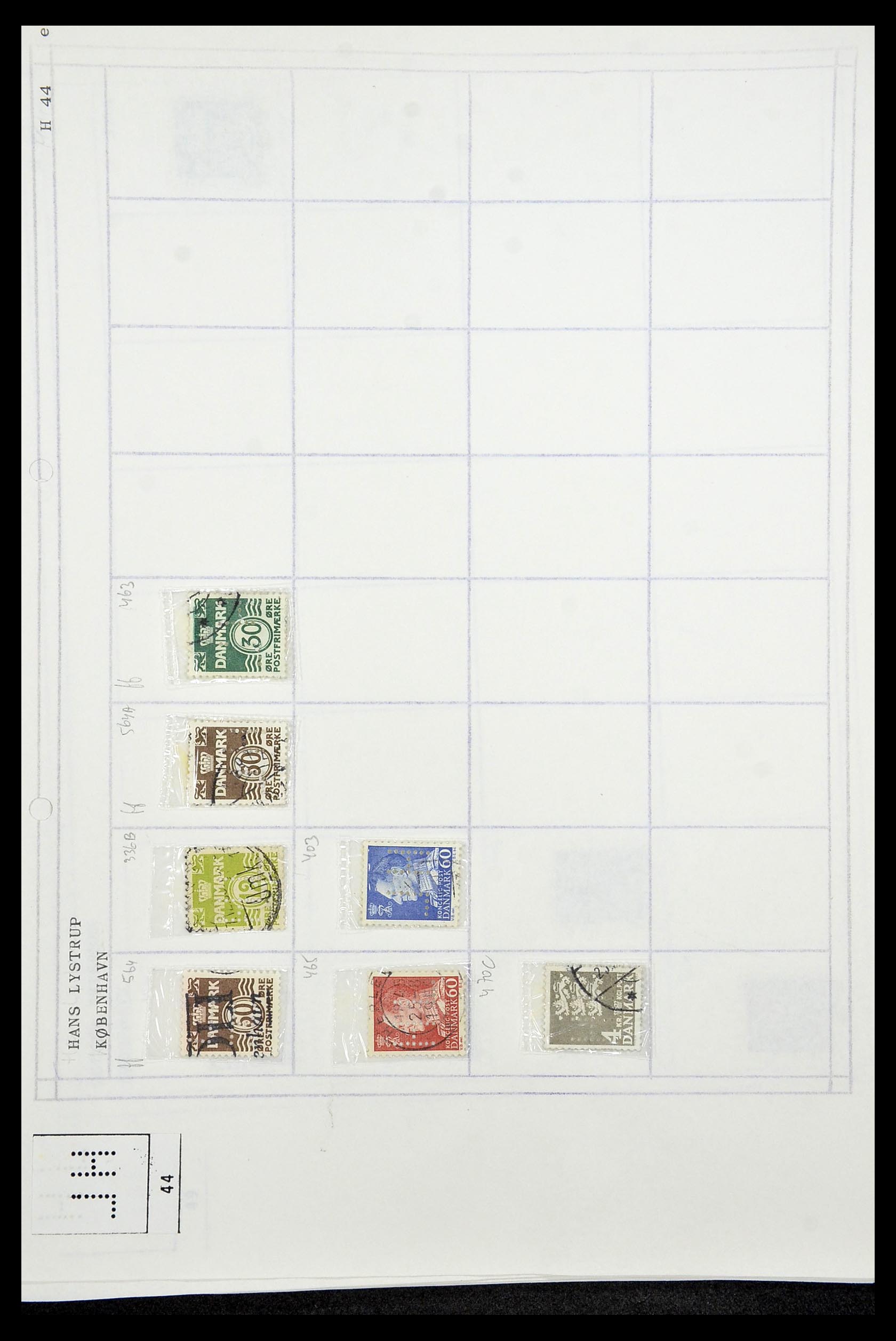 34415 128 - Stamp Collection 34415 Denmark perfins 1875-1980.