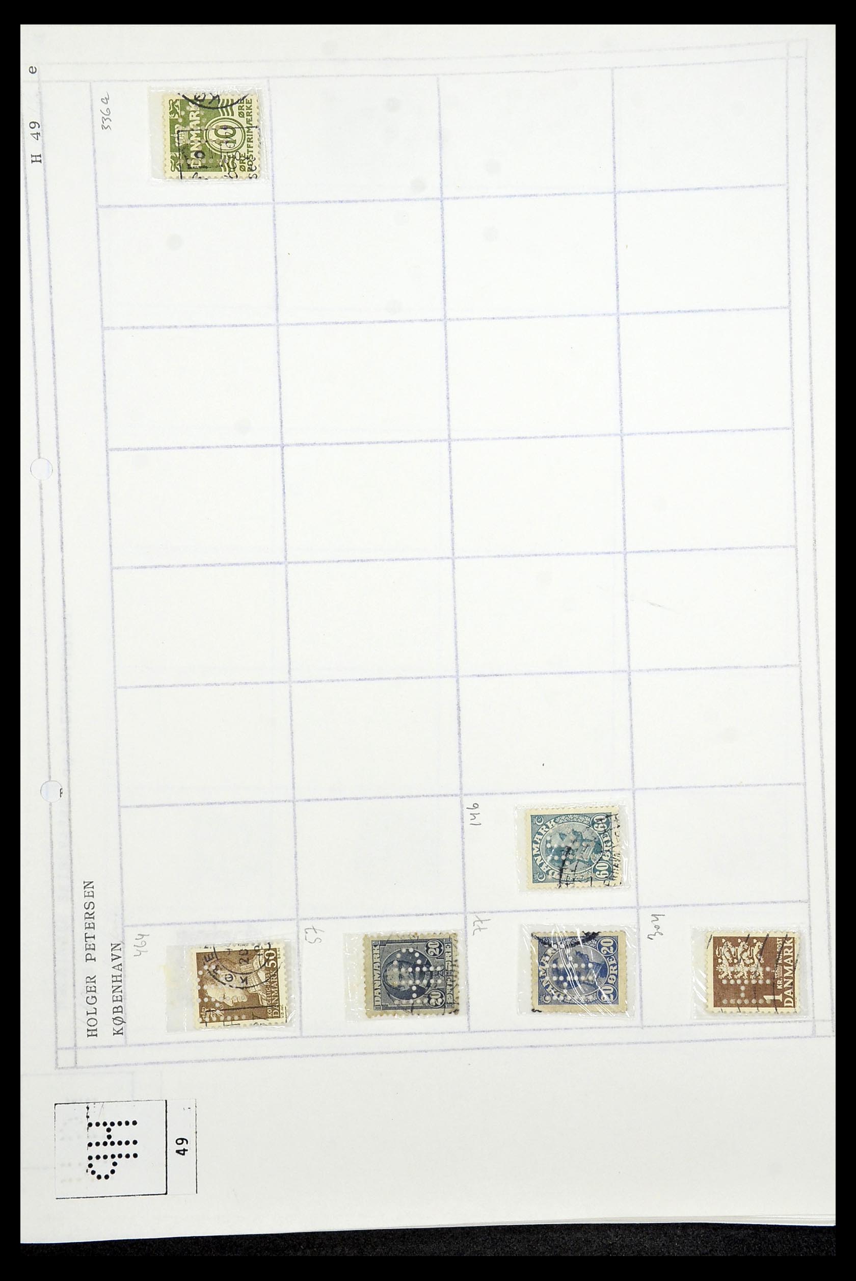 34415 129 - Stamp Collection 34415 Denmark perfins 1875-1980.