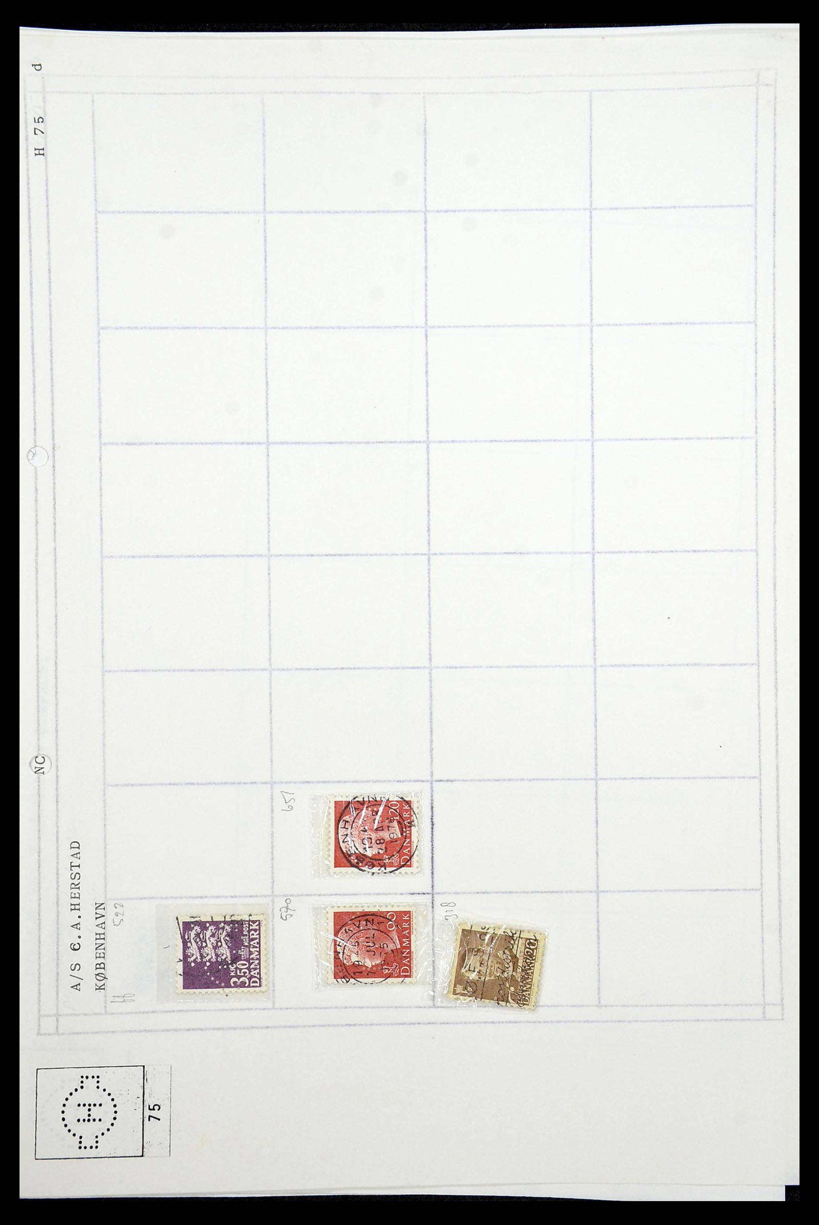 34415 135 - Stamp Collection 34415 Denmark perfins 1875-1980.