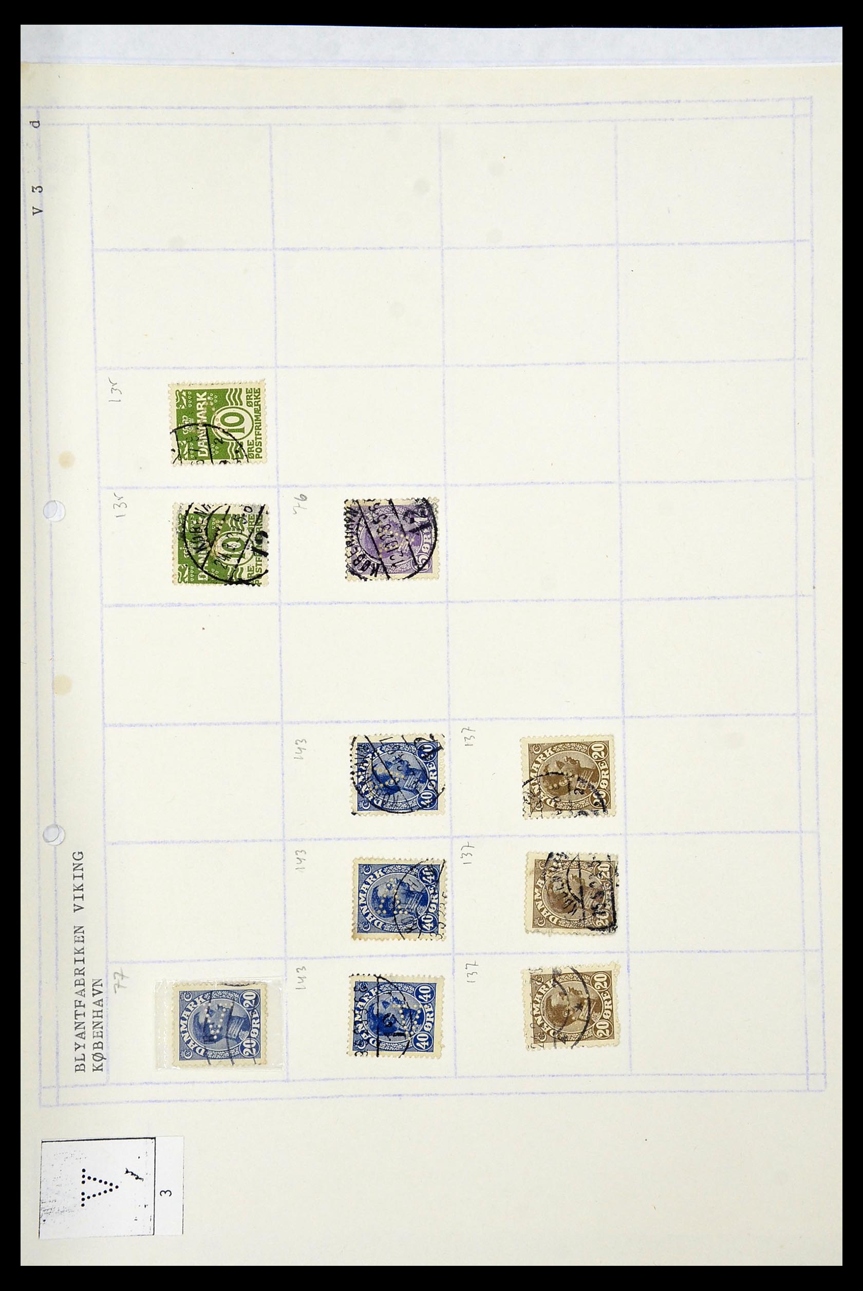 34415 259 - Stamp Collection 34415 Denmark perfins 1875-1980.