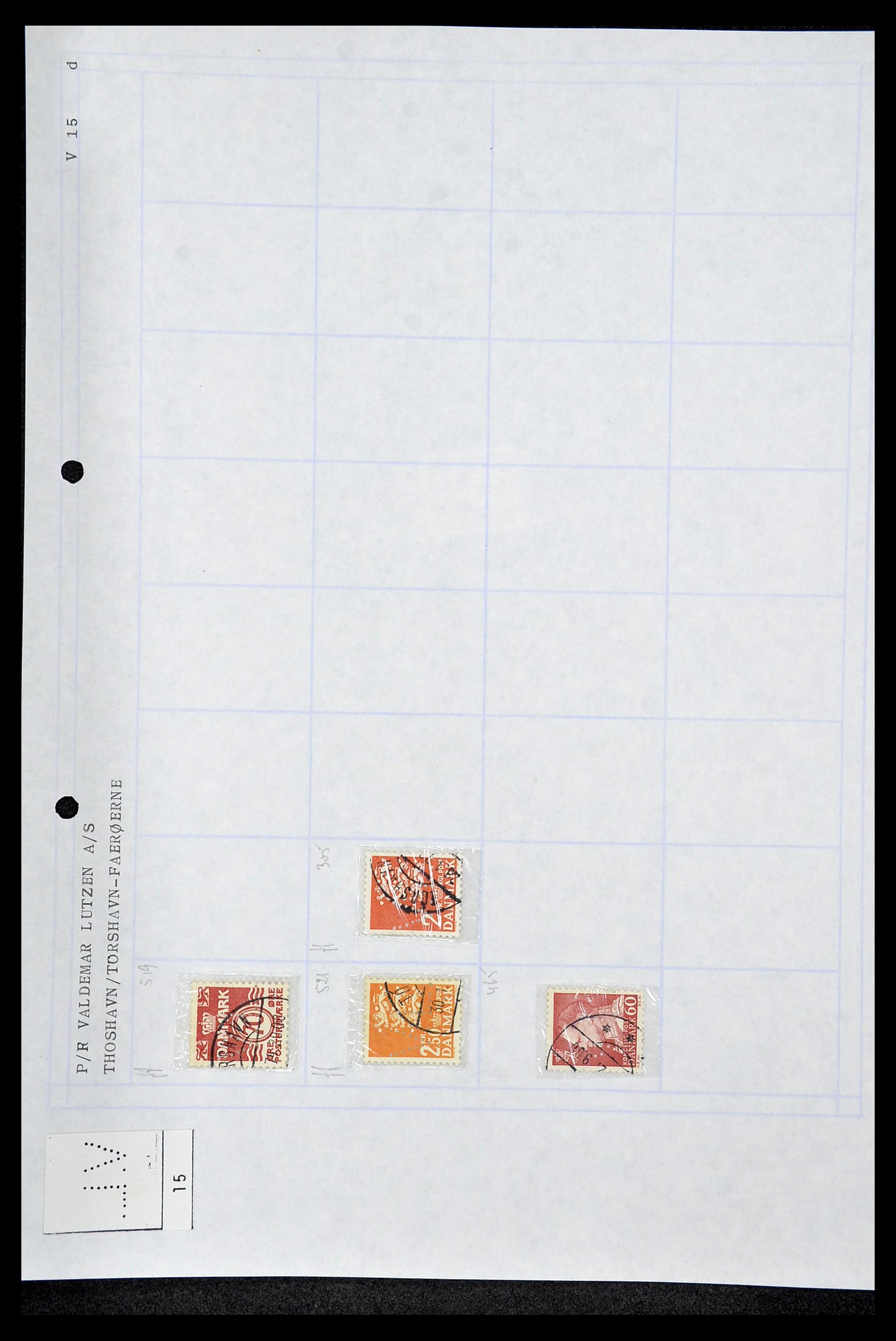 34415 261 - Stamp Collection 34415 Denmark perfins 1875-1980.