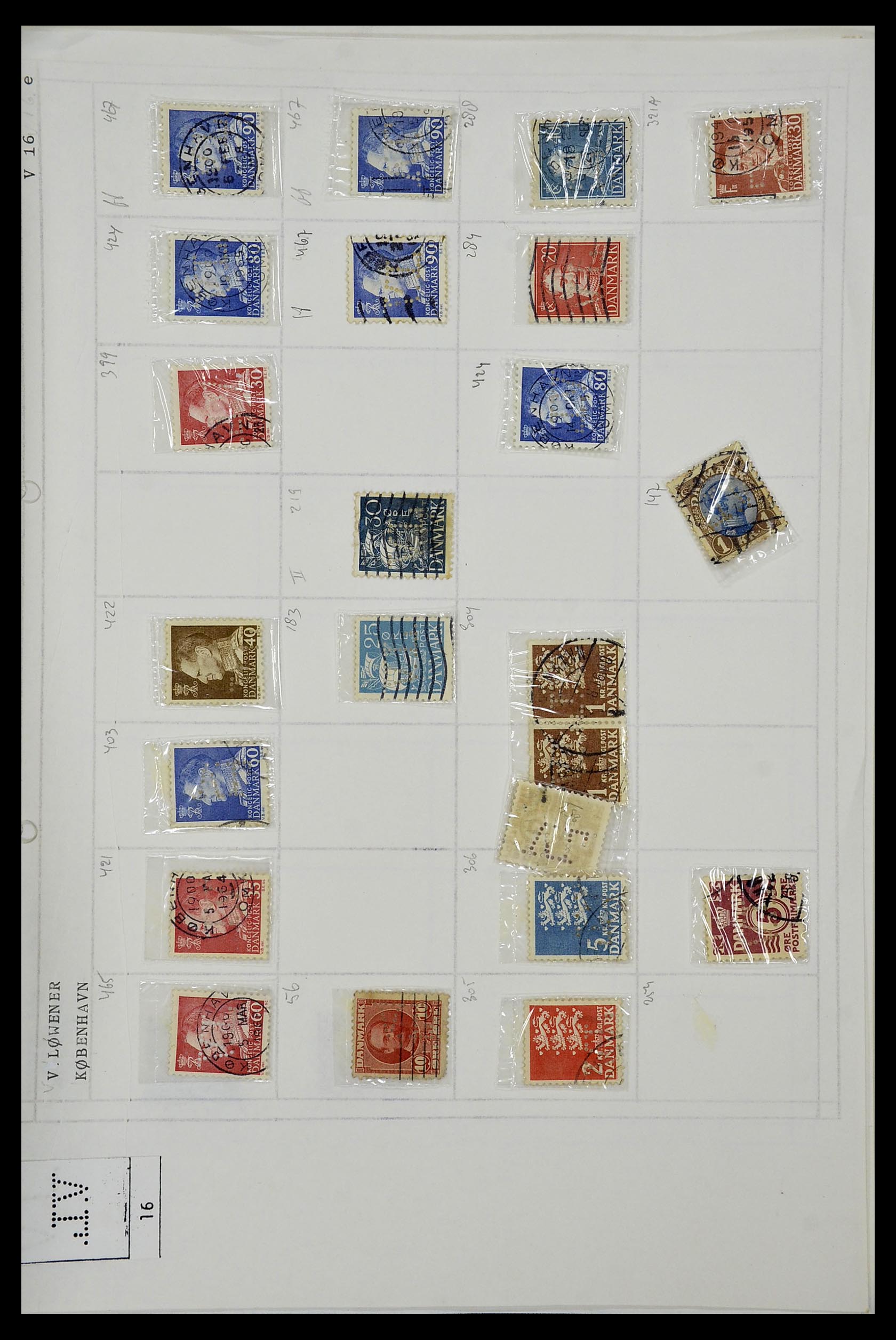 34415 262 - Stamp Collection 34415 Denmark perfins 1875-1980.