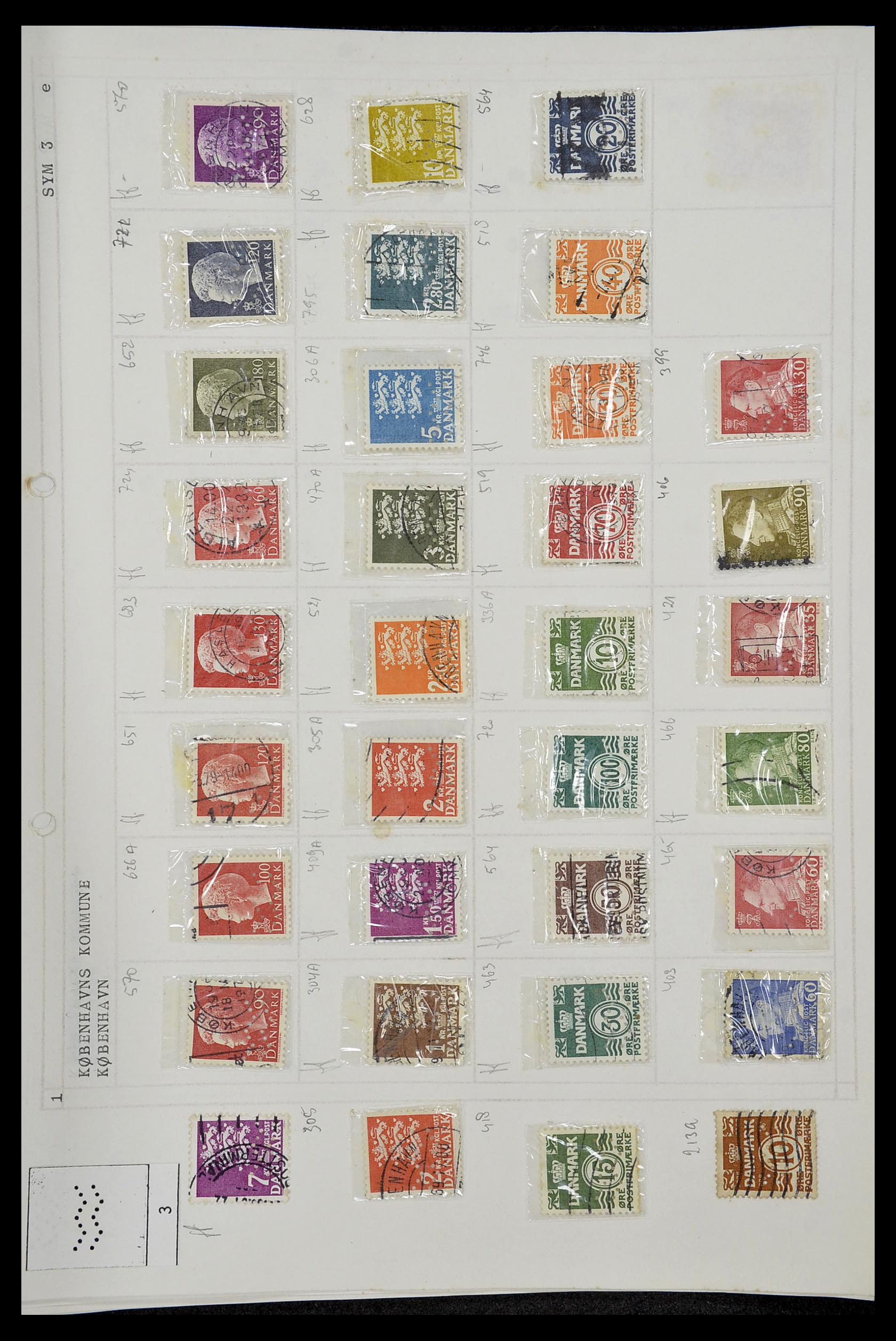 34415 278 - Stamp Collection 34415 Denmark perfins 1875-1980.