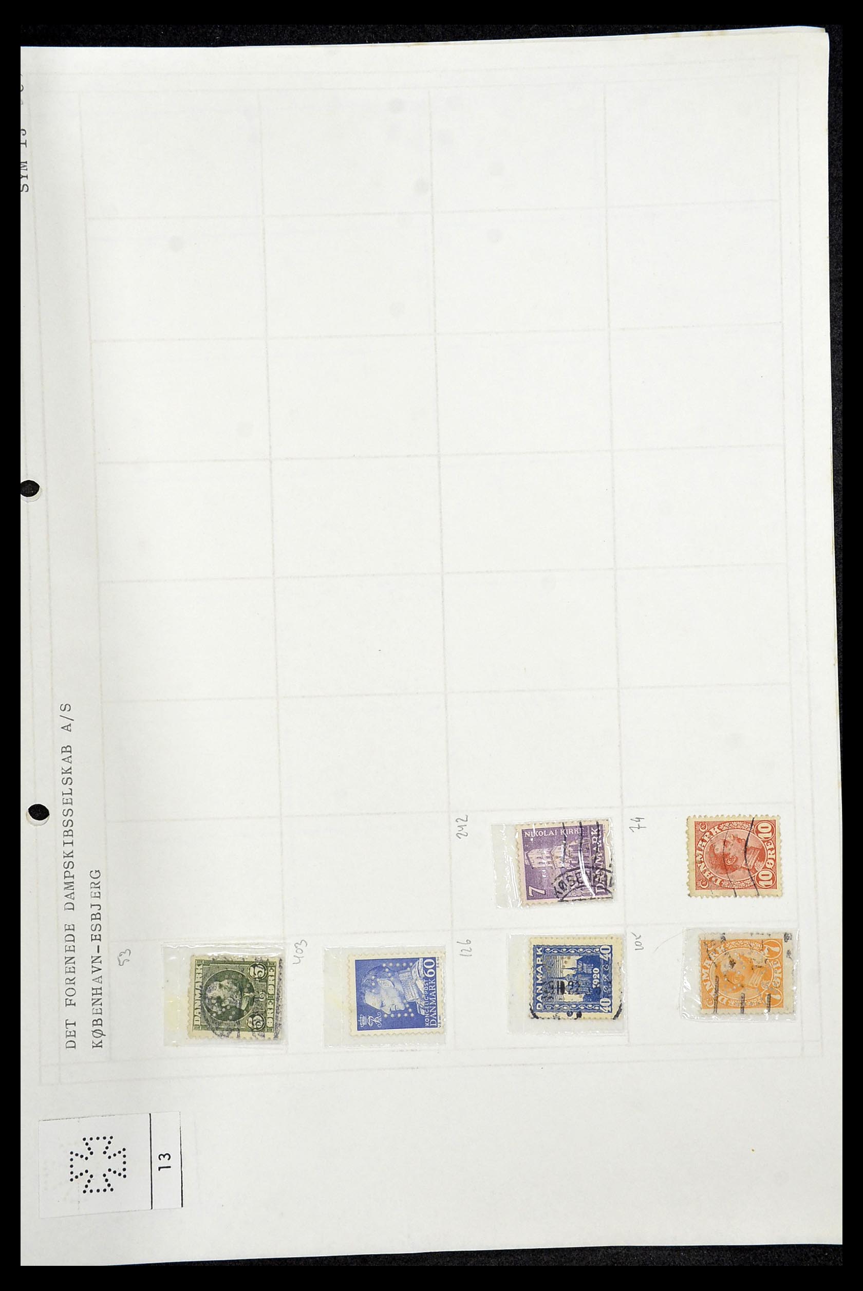 34415 282 - Postzegelverzameling 34415 Denemarken perfins 1875-1980.