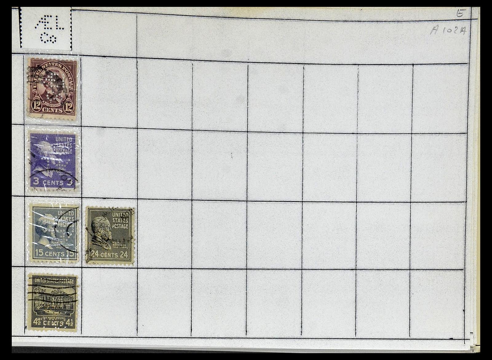 34417 013 - Stamp Collection 34417 USA perfins 1900-1980.