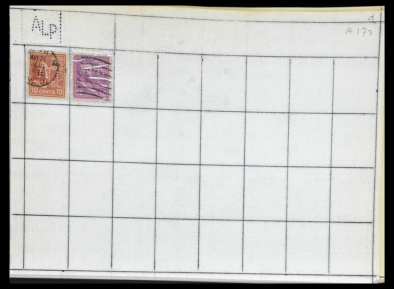 34417 027 - Stamp Collection 34417 USA perfins 1900-1980.
