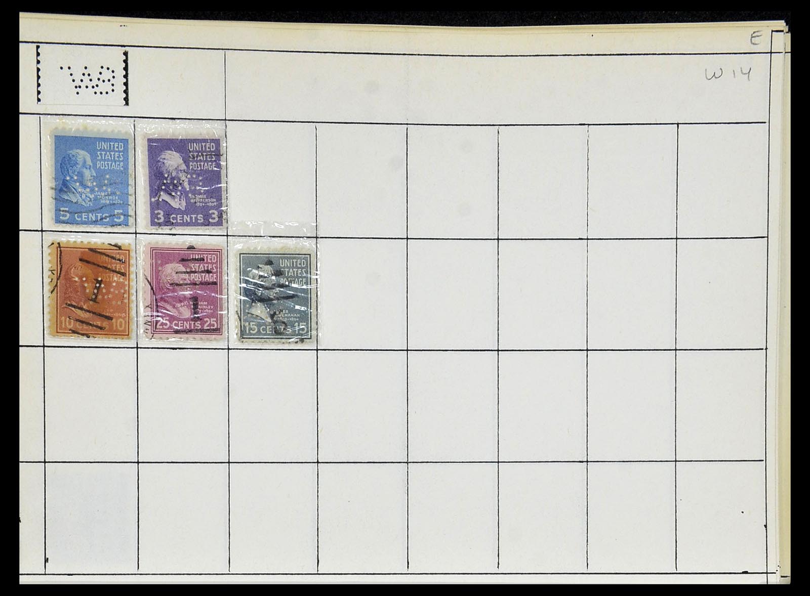 34417 751 - Stamp Collection 34417 USA perfins 1900-1980.