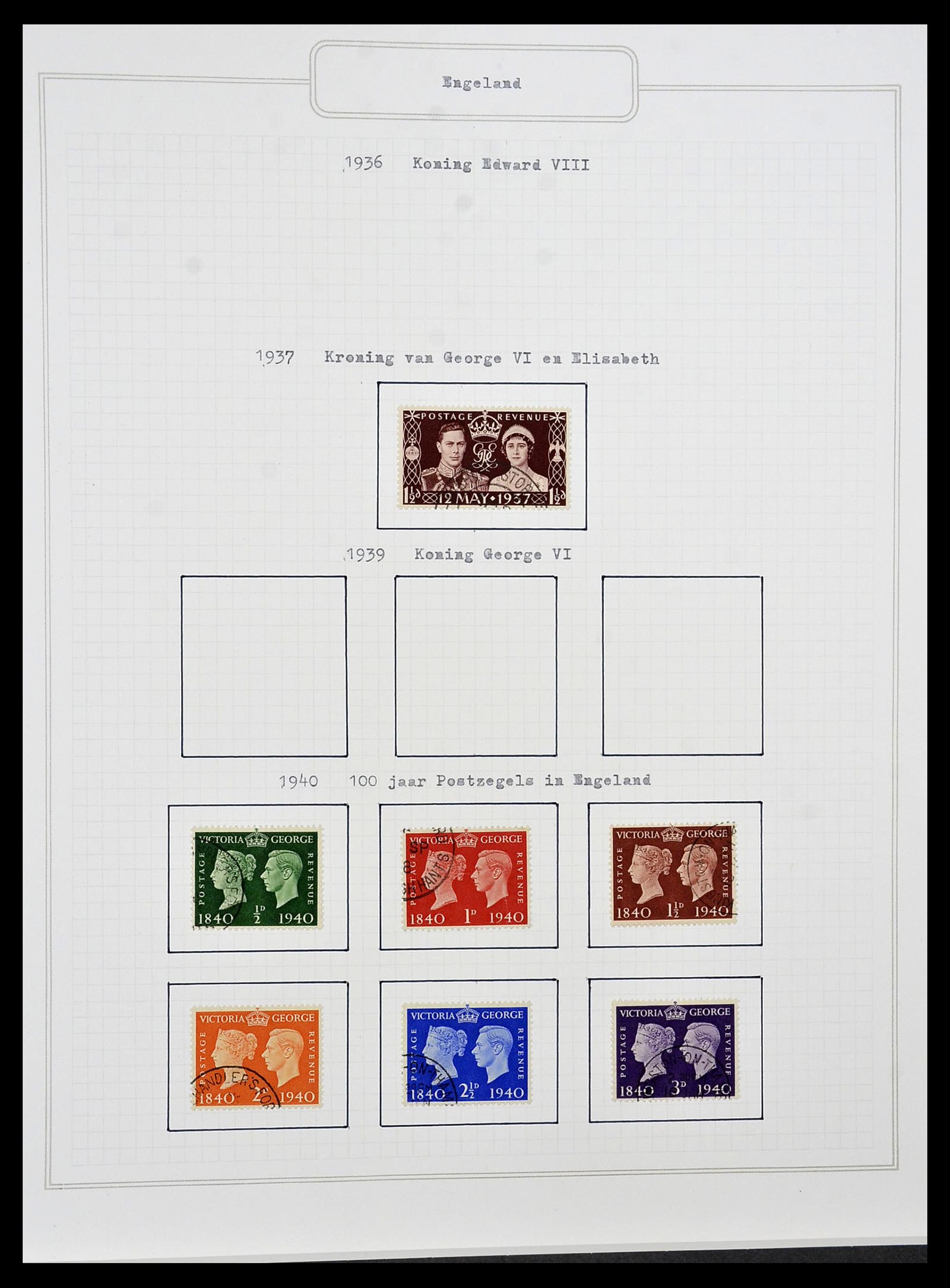34422 004 - Postzegelverzameling 34422 Engeland 1937-1995.