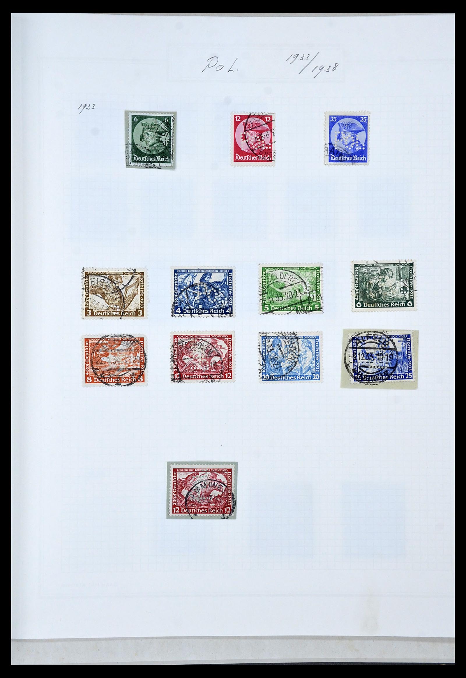 34429 001 - Stamp Collection 34429 German Reich POL perforations 1933-1938.