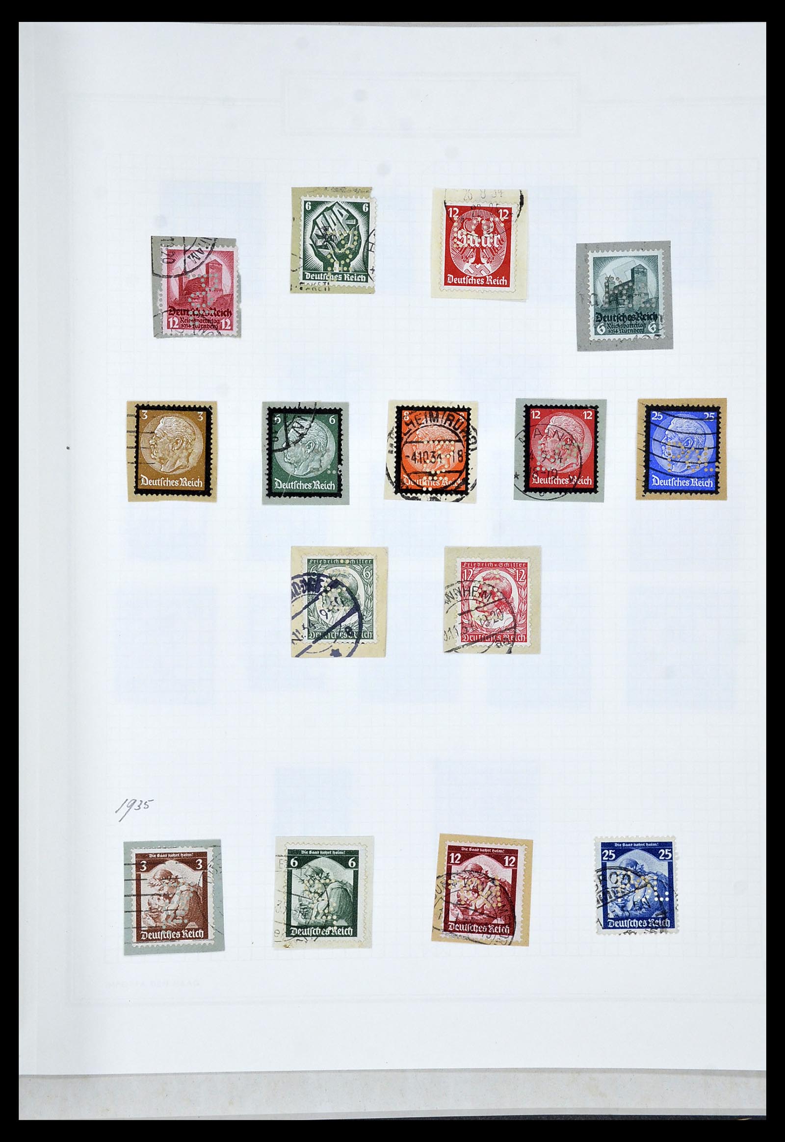 34429 003 - Postzegelverzameling 34429 Duitse Rijk POL perforaties 1933-1938. 34429 003 - Postzegelverzameling 34429 Duitse Rijk POL perforaties 1933-1938.