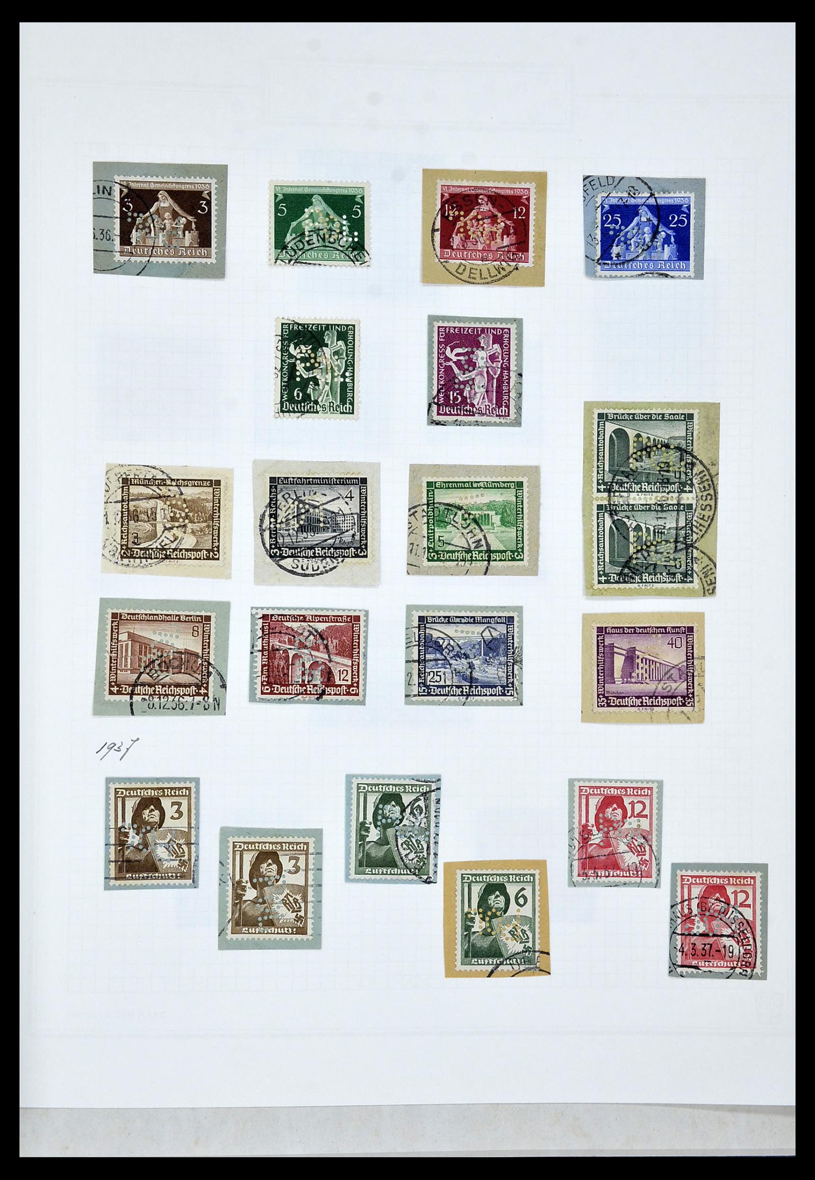 34429 006 - Postzegelverzameling 34429 Duitse Rijk POL perforaties 1933-1938. 34429 006 - Postzegelverzameling 34429 Duitse Rijk POL perforaties 1933-1938.