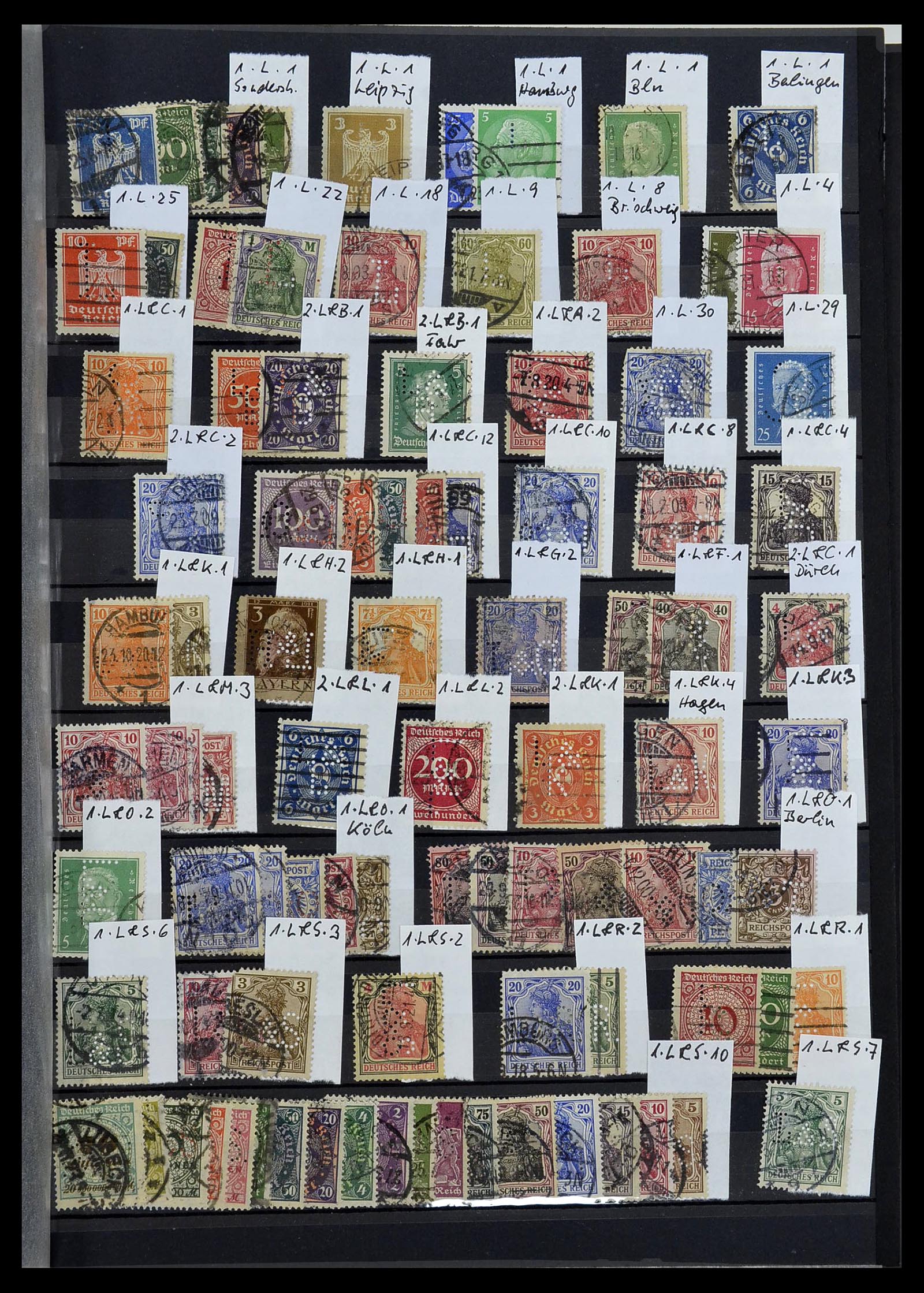 34432 001 - Stamp Collection 34432 German Reich perfins 1900-1933.