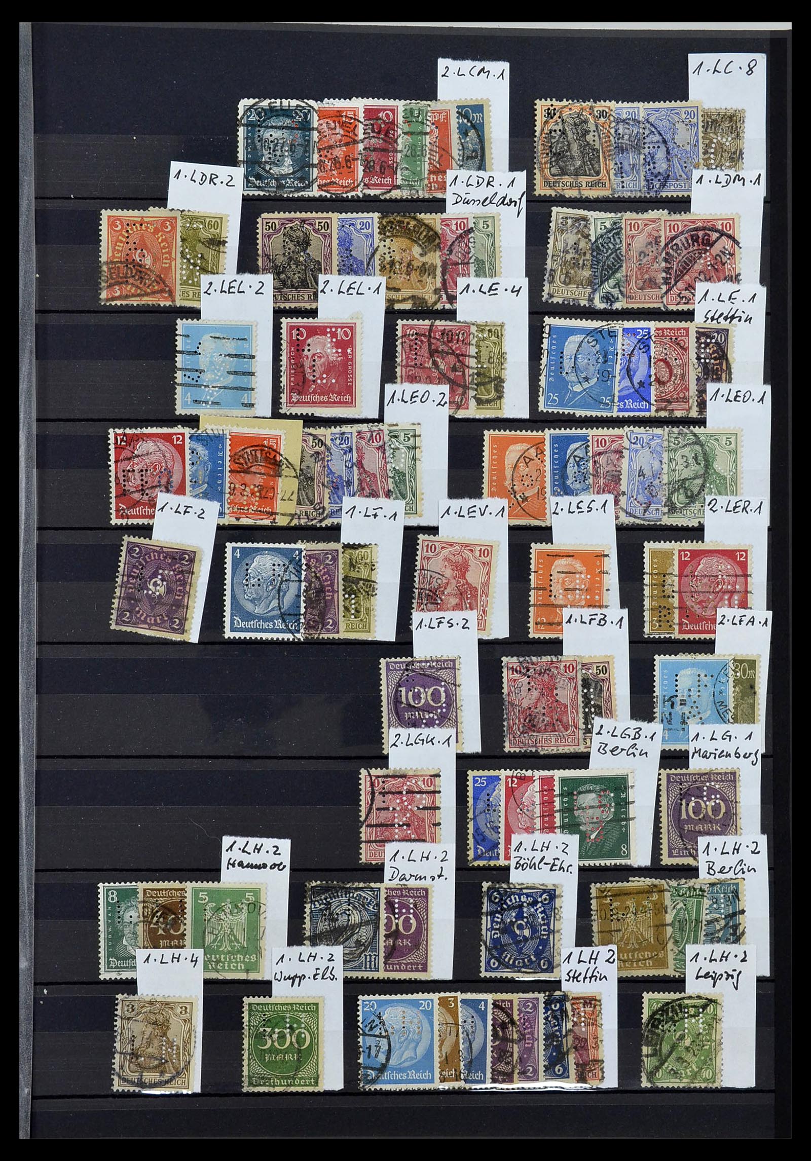 34432 003 - Stamp Collection 34432 German Reich perfins 1900-1933.