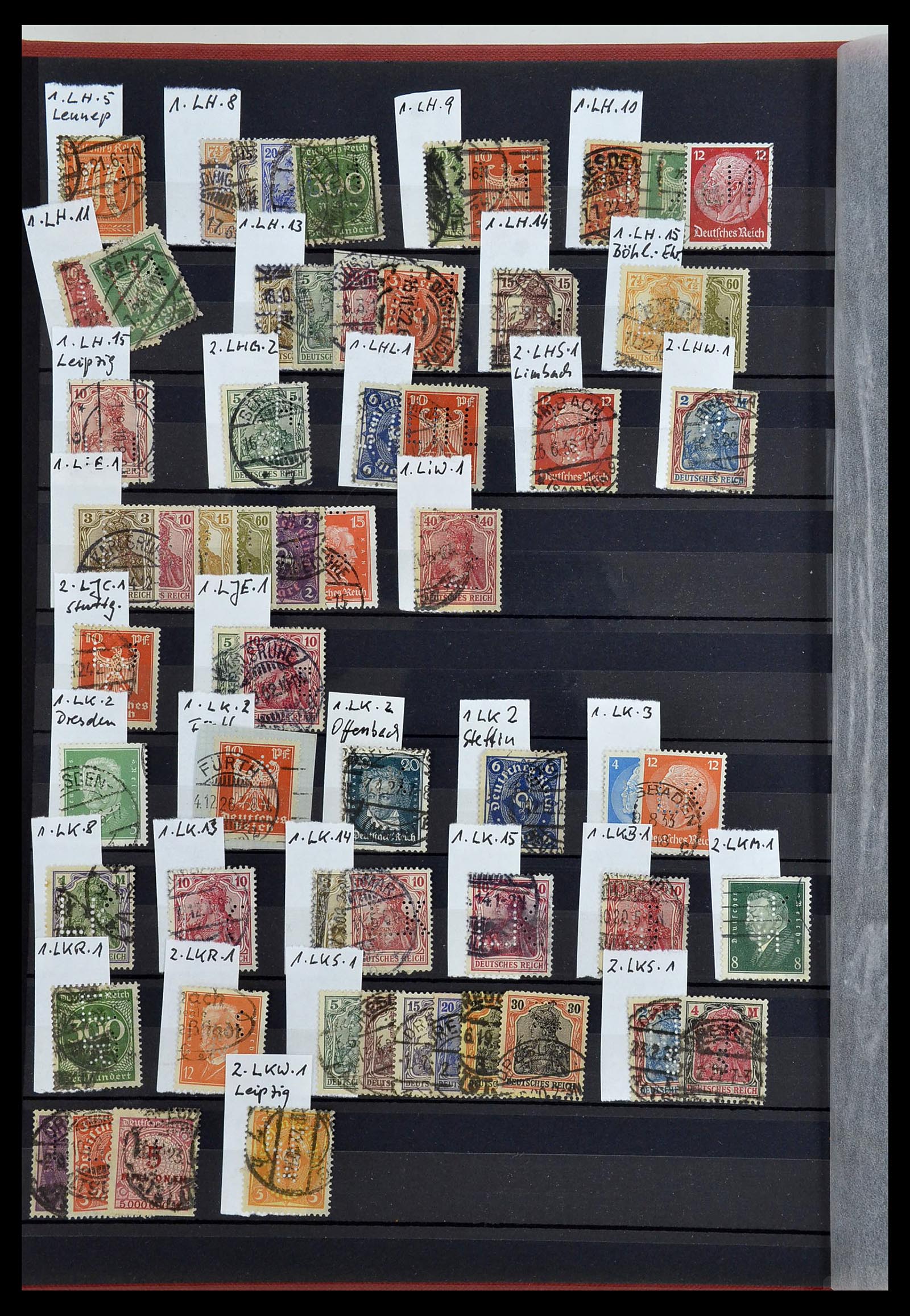 34432 004 - Stamp Collection 34432 German Reich perfins 1900-1933.
