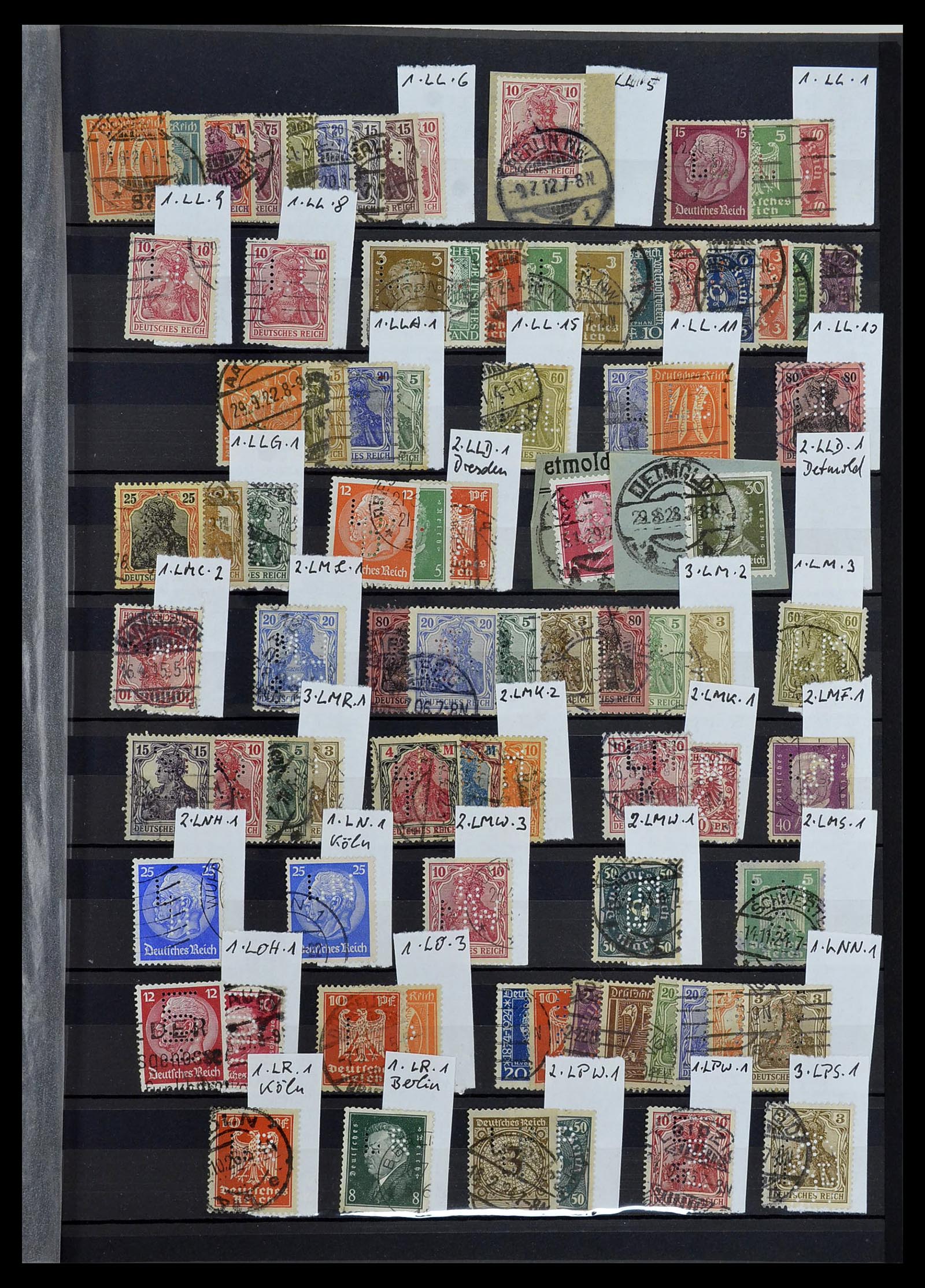 34432 005 - Stamp Collection 34432 German Reich perfins 1900-1933.