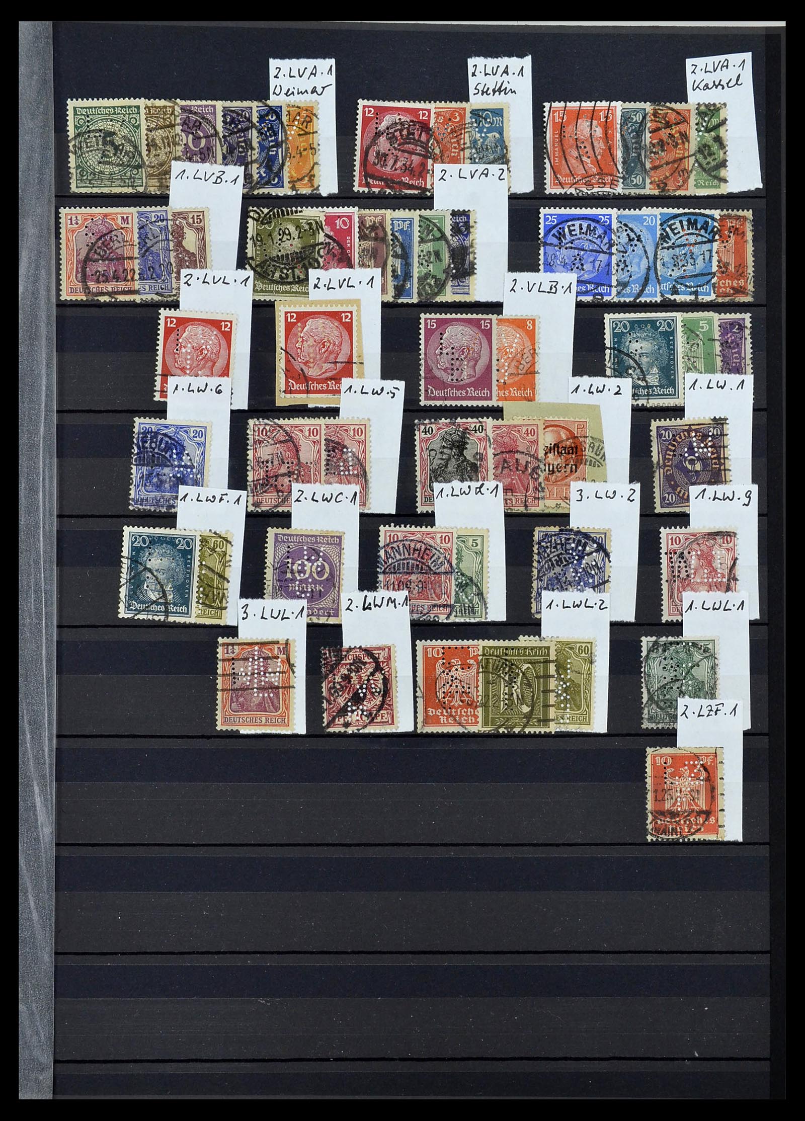 34432 007 - Stamp Collection 34432 German Reich perfins 1900-1933.