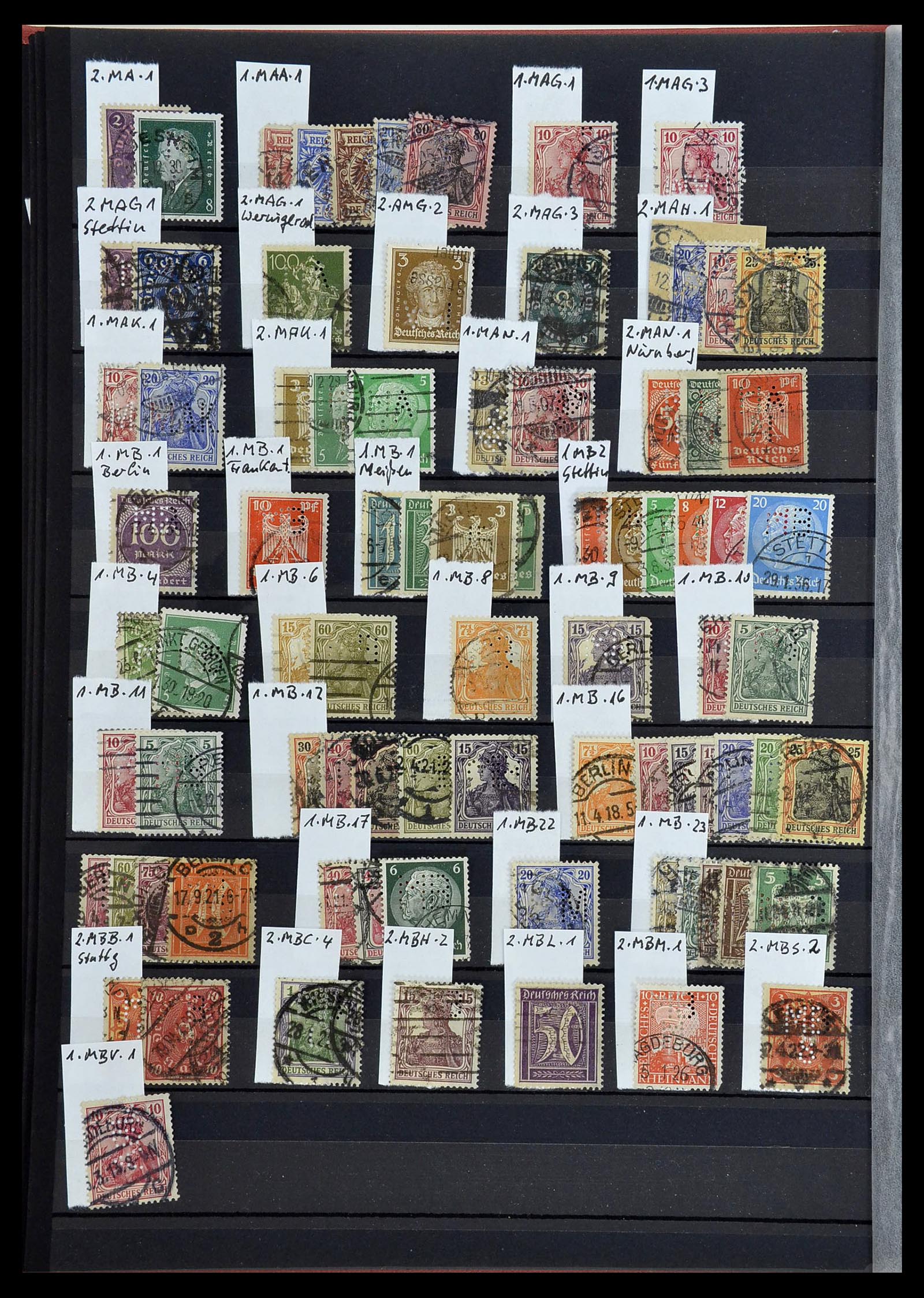 34432 010 - Stamp Collection 34432 German Reich perfins 1900-1933.