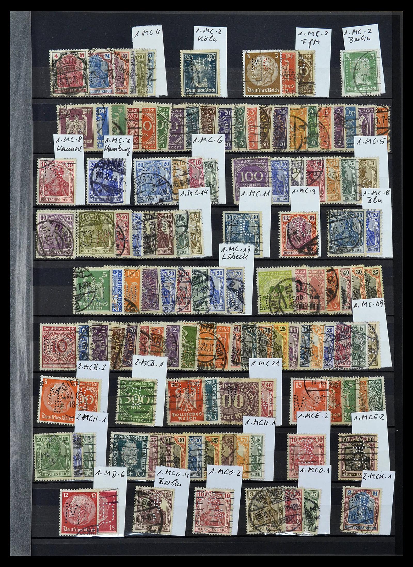 34432 011 - Stamp Collection 34432 German Reich perfins 1900-1933.