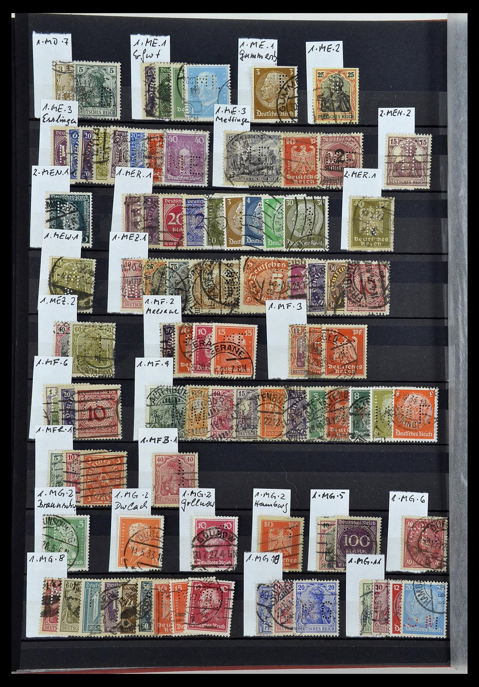 34432 012 - Stamp Collection 34432 German Reich perfins 1900-1933.