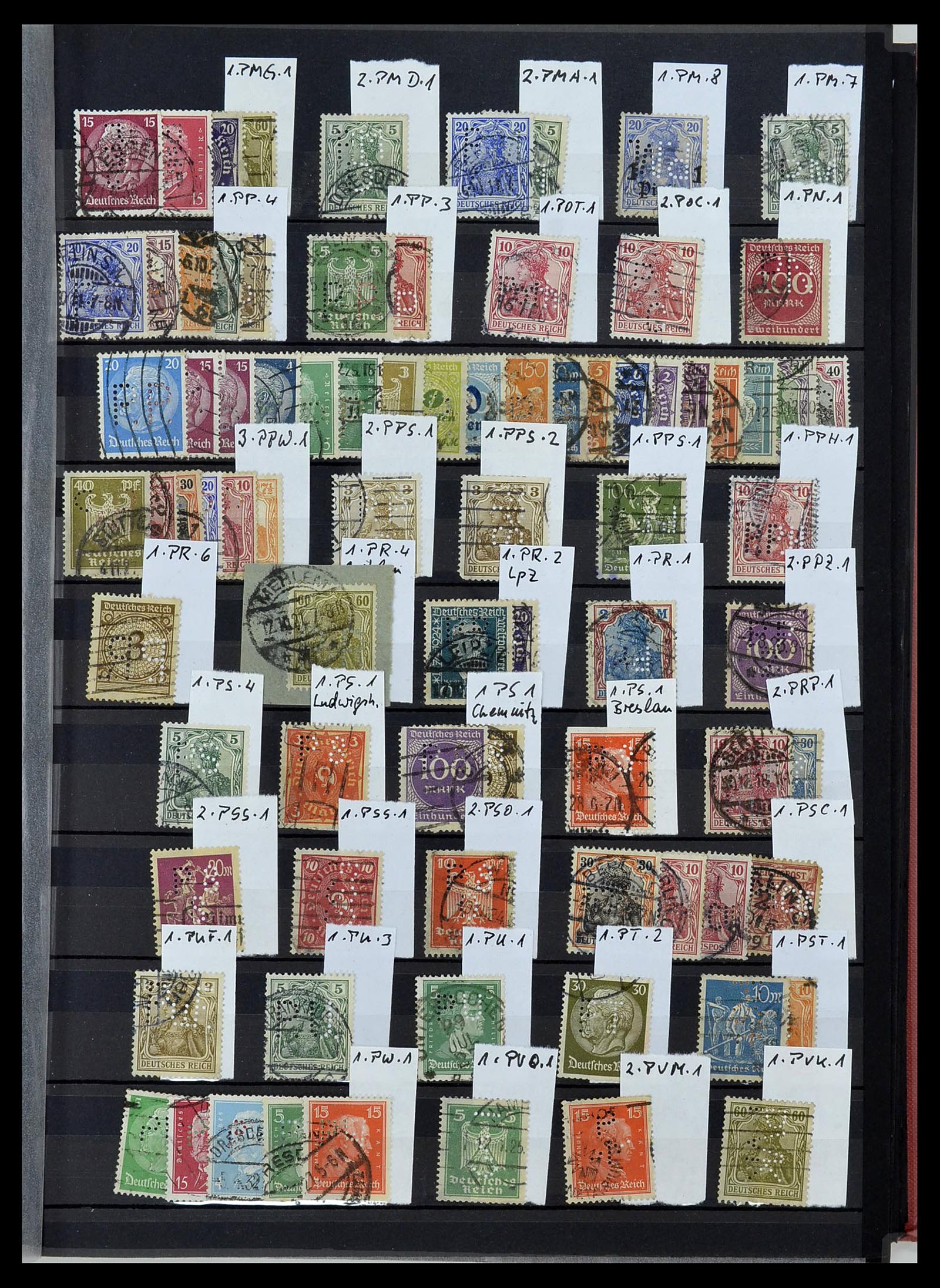 34432 023 - Stamp Collection 34432 German Reich perfins 1900-1933.