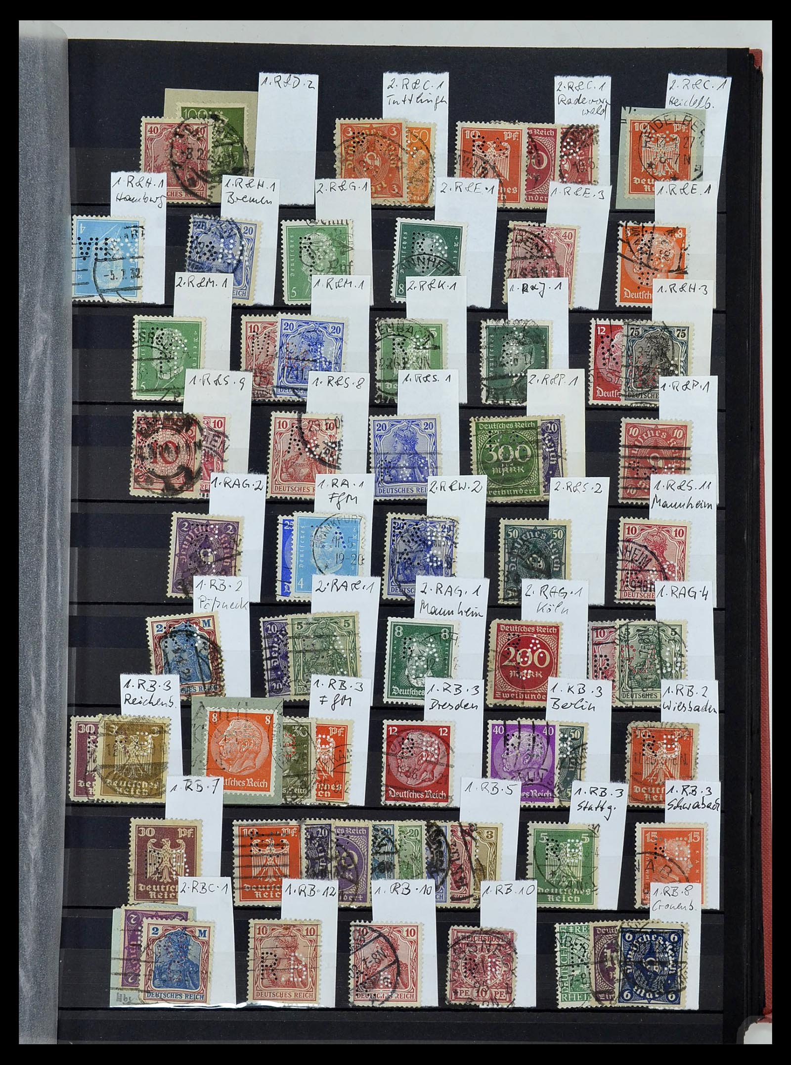 34432 025 - Stamp Collection 34432 German Reich perfins 1900-1933.