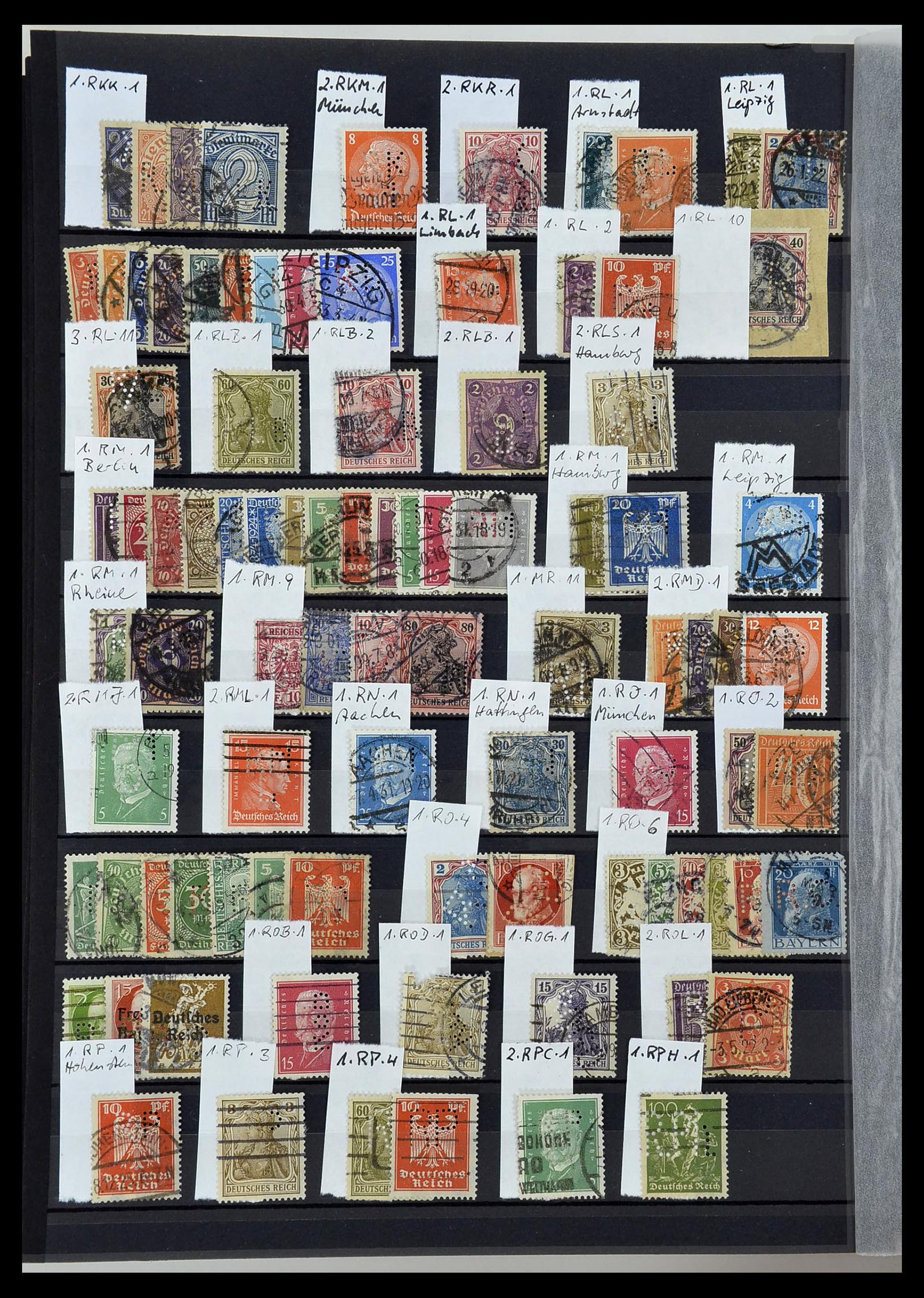 34432 028 - Stamp Collection 34432 German Reich perfins 1900-1933.