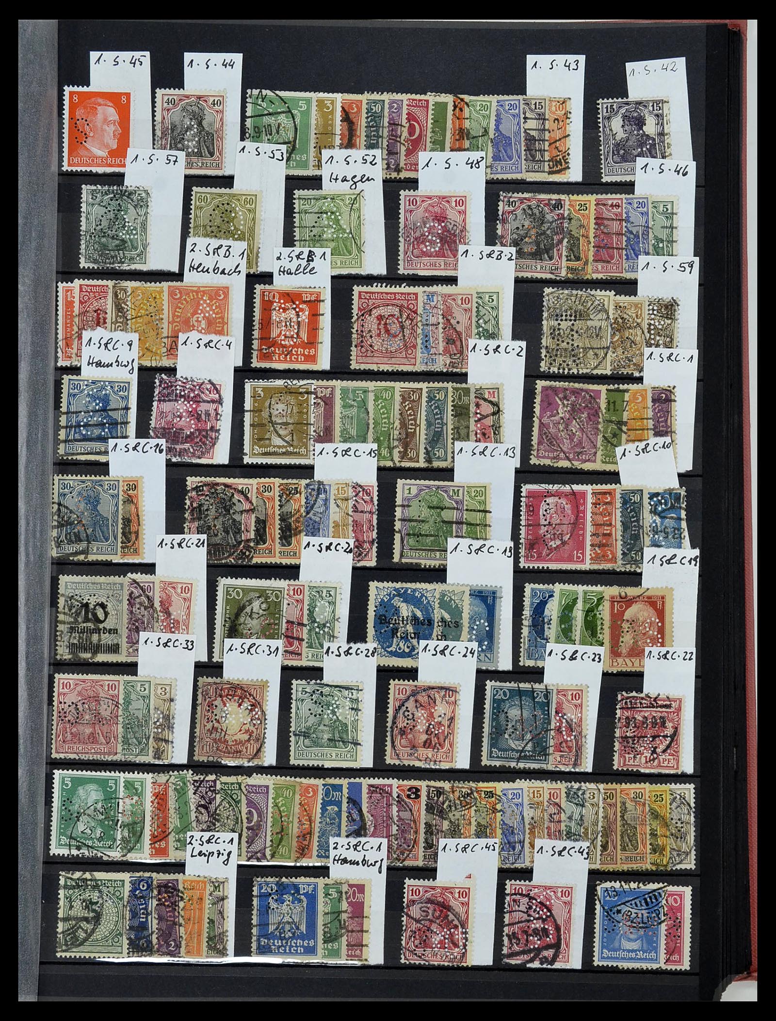 34432 031 - Stamp Collection 34432 German Reich perfins 1900-1933.