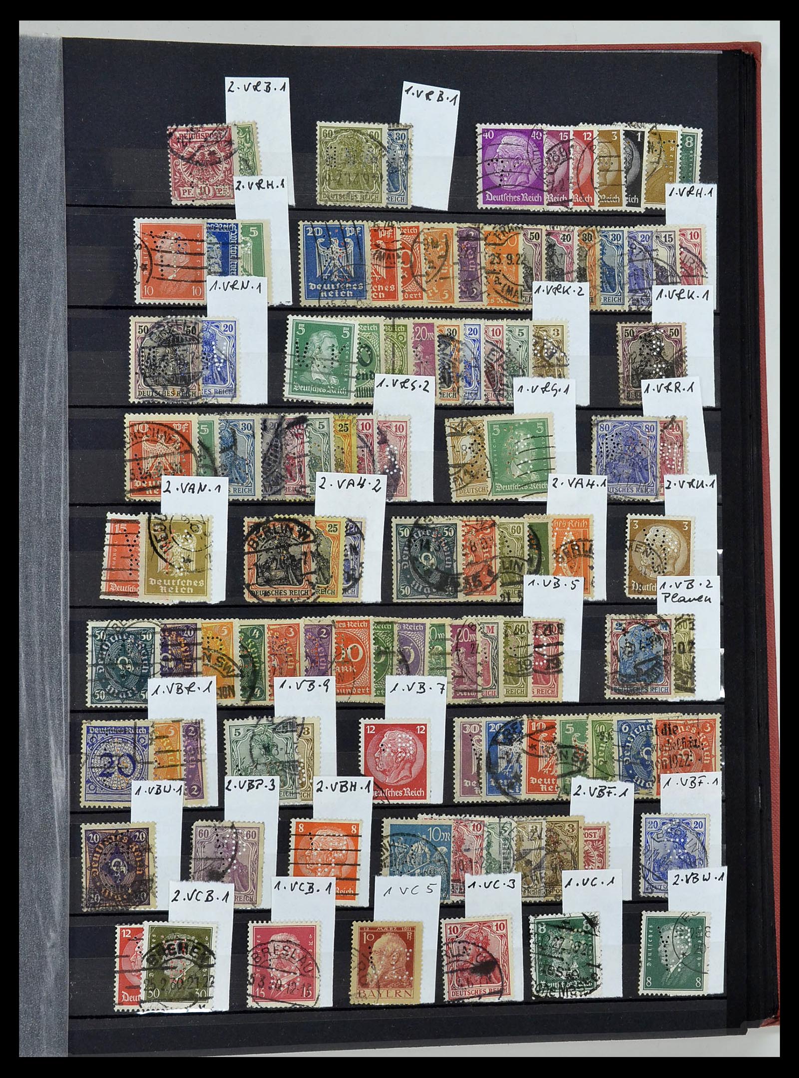 34432 044 - Stamp Collection 34432 German Reich perfins 1900-1933.