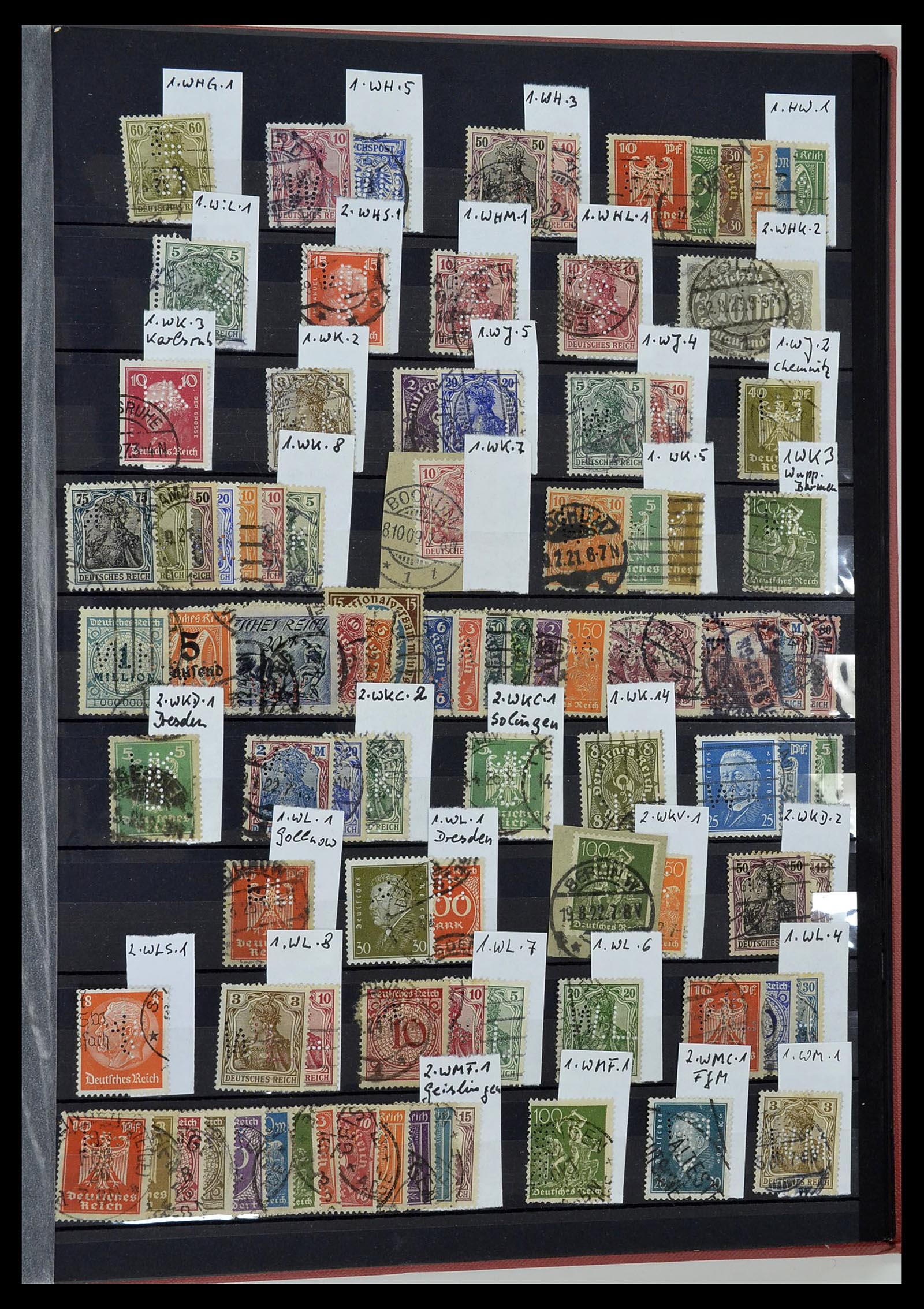 34432 053 - Stamp Collection 34432 German Reich perfins 1900-1933.