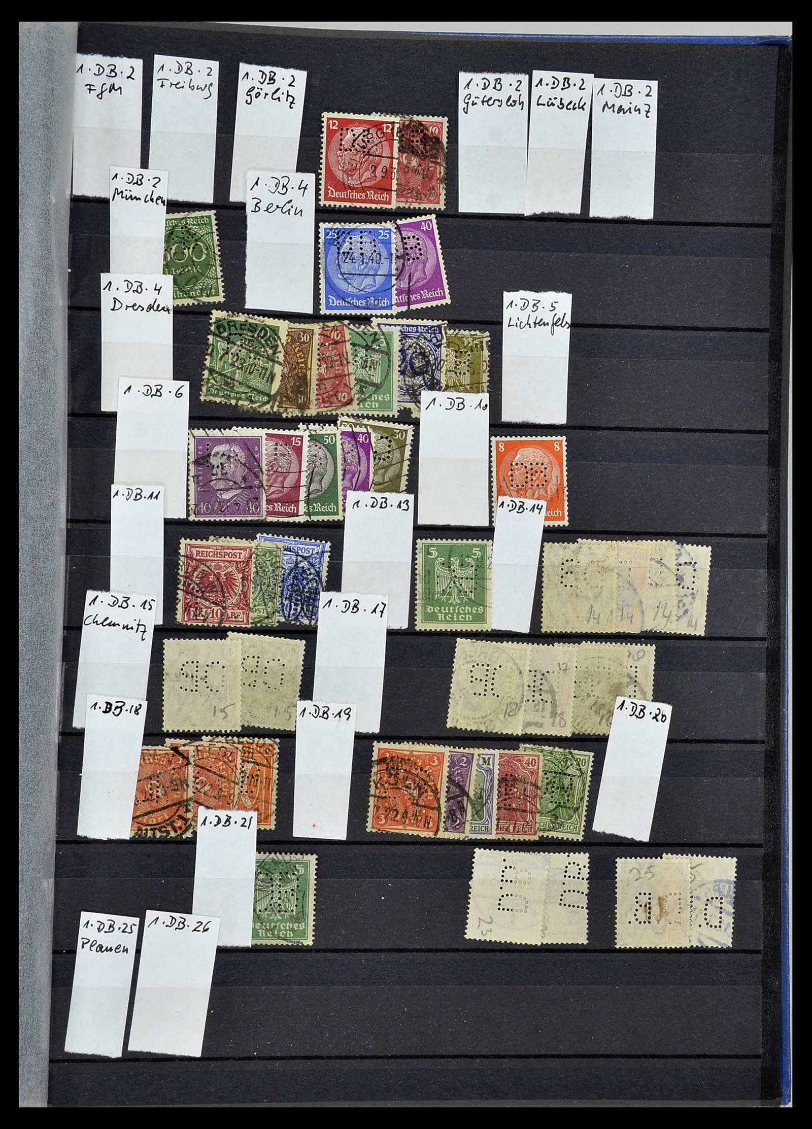 34432 094 - Stamp Collection 34432 German Reich perfins 1900-1933.