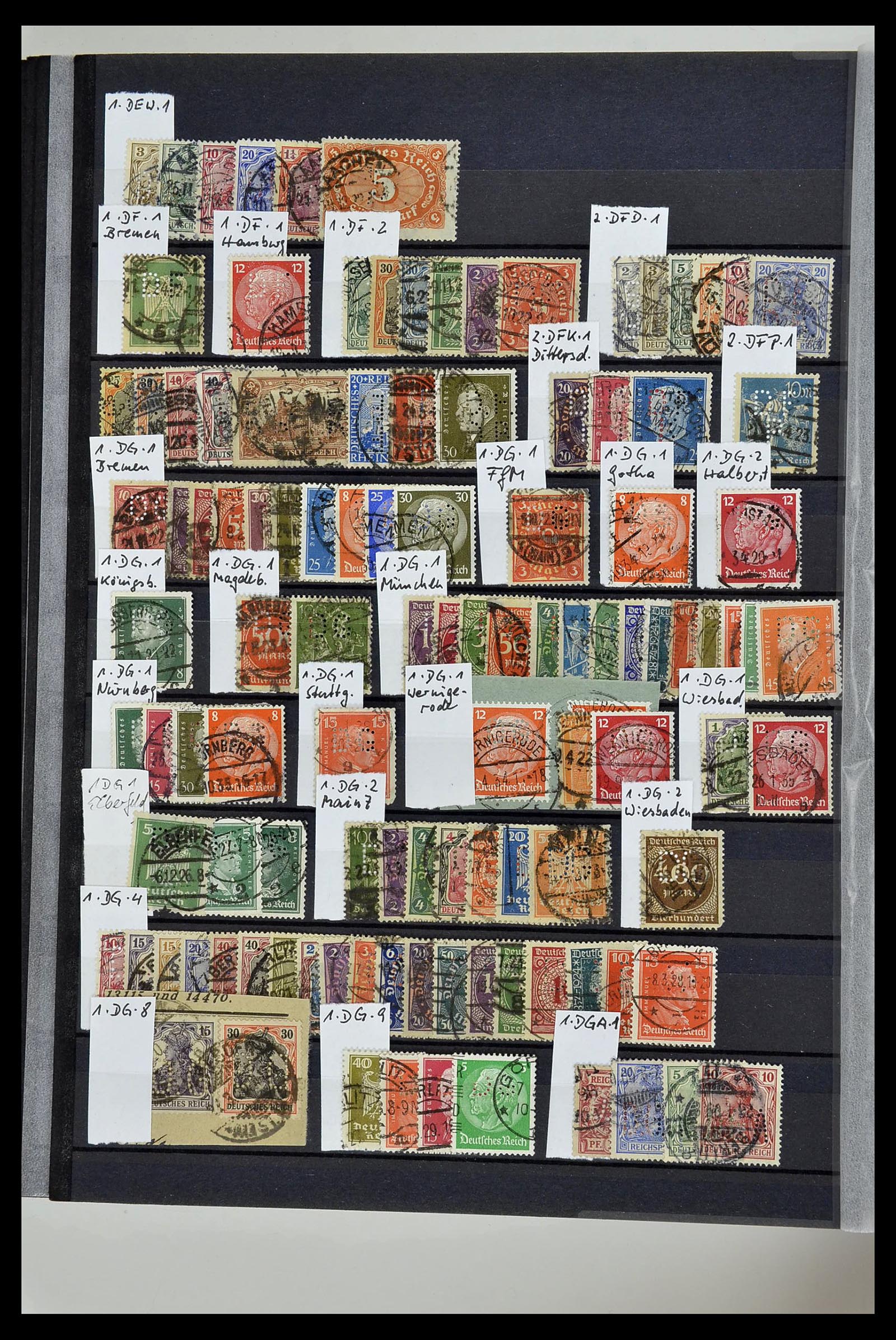 34432 097 - Stamp Collection 34432 German Reich perfins 1900-1933.