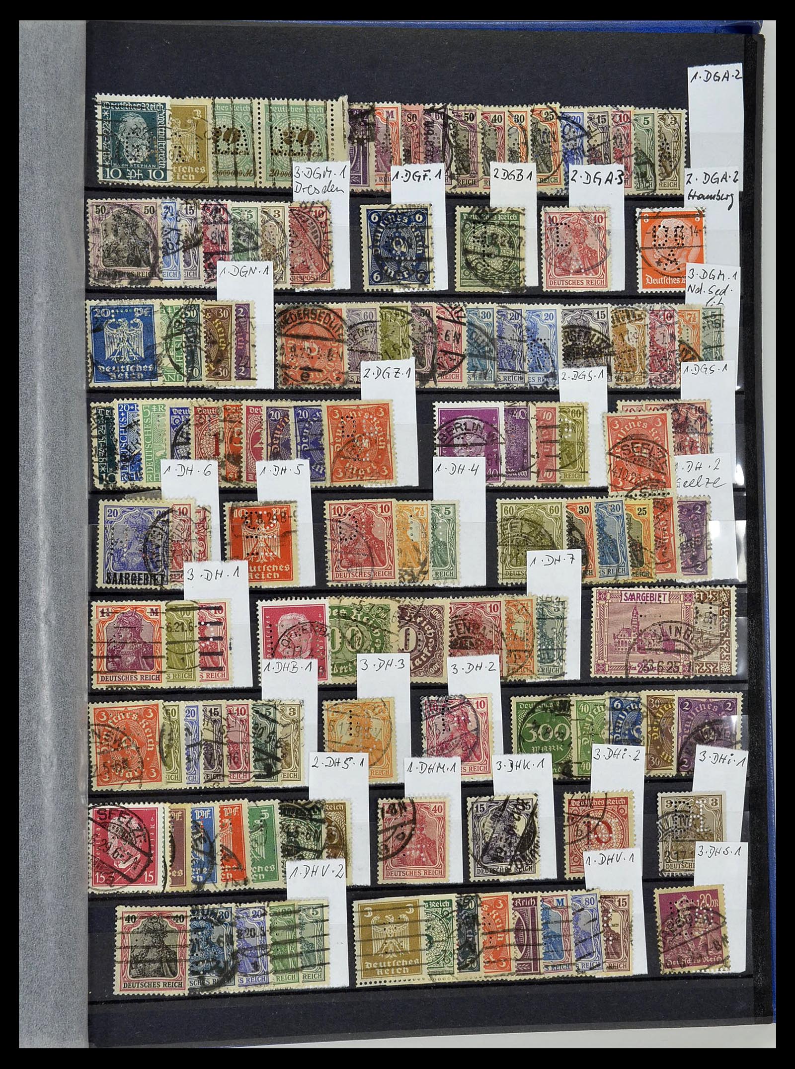 34432 098 - Stamp Collection 34432 German Reich perfins 1900-1933.