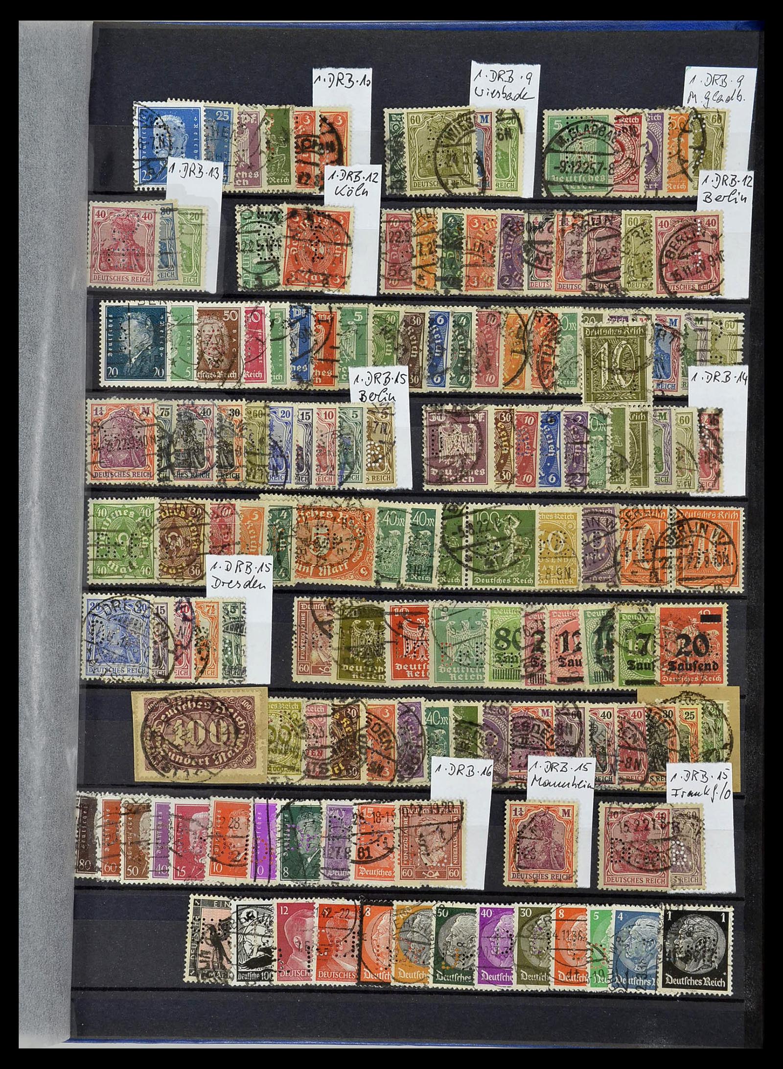 34432 102 - Postzegelverzameling 34432 Duitse Rijk firmaperforaties 1900-1933.