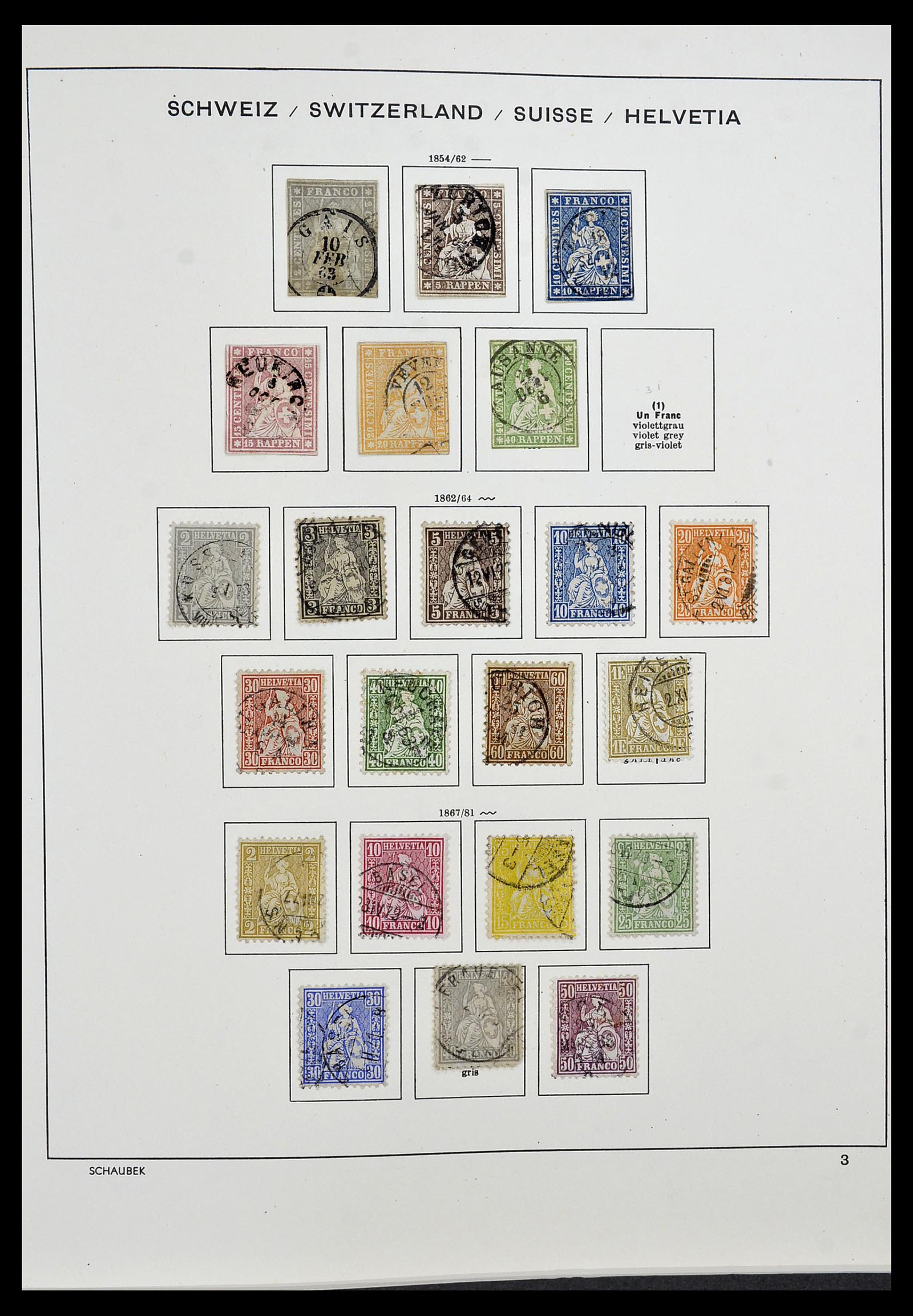 34436 001 - Stamp Collection 34436 Switzerland 1854-2016.