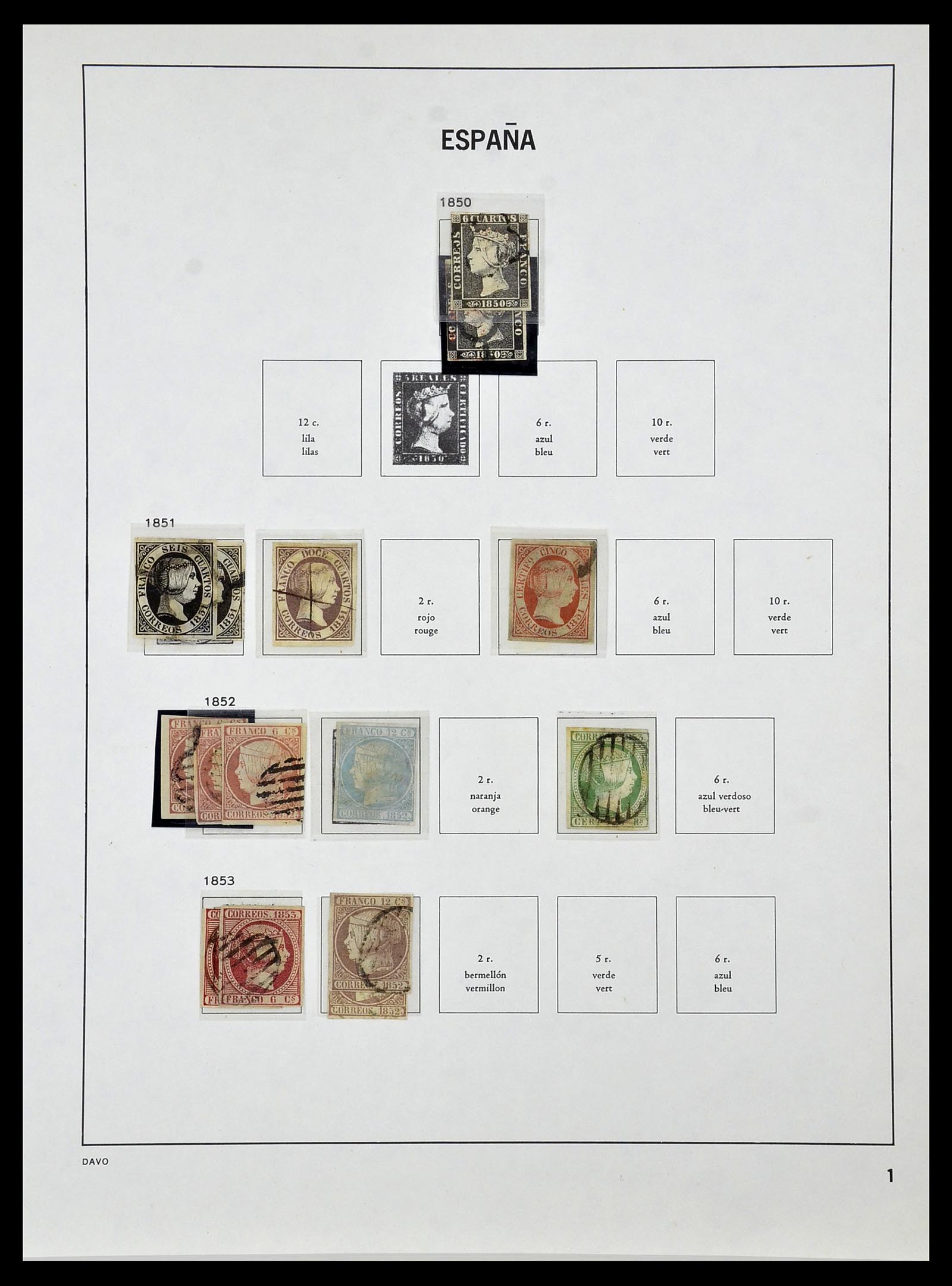 34440 001 - Postzegelverzameling 34440 Spanje 1850-1969.