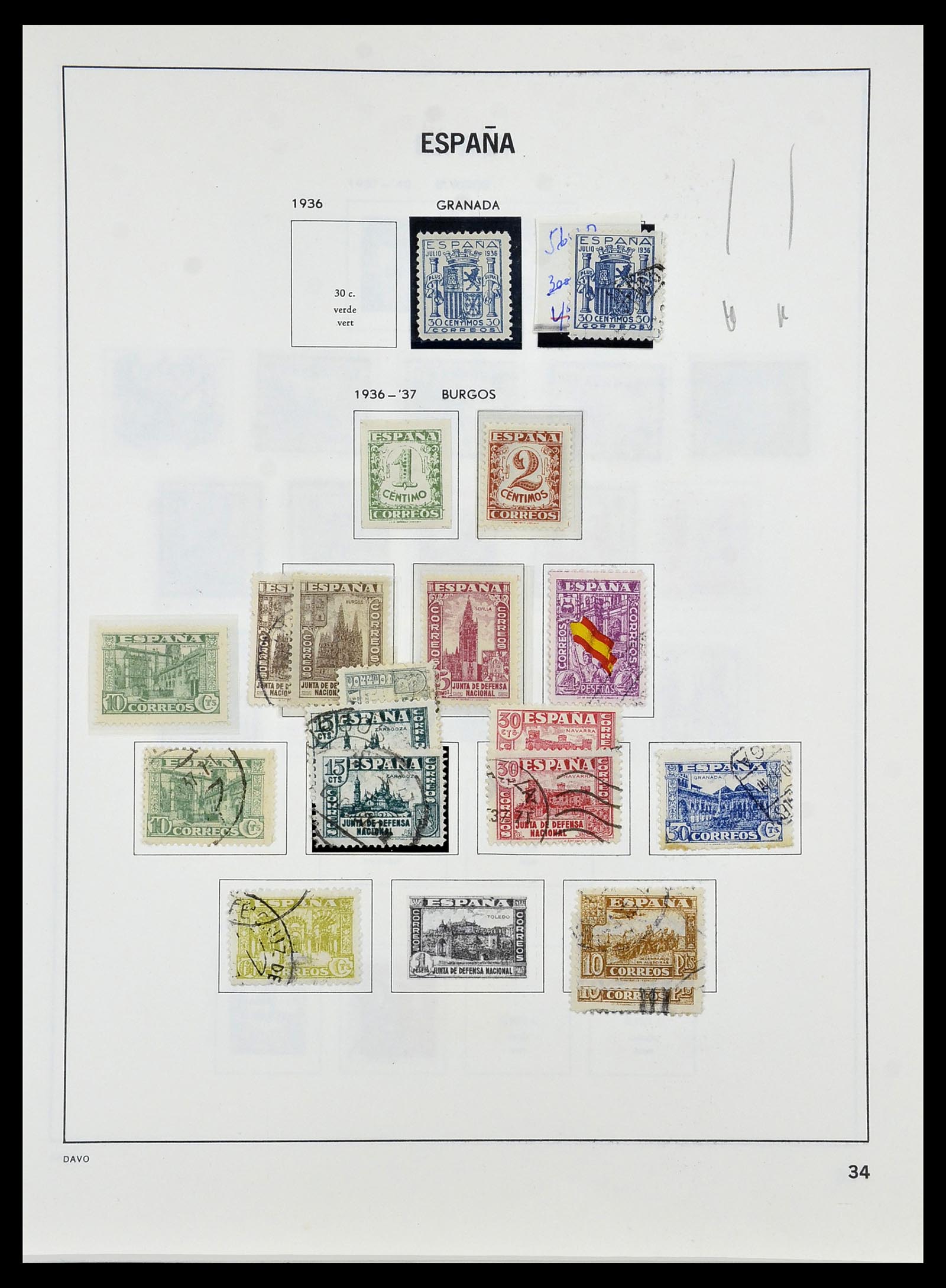 34440 035 - Postzegelverzameling 34440 Spanje 1850-1969.