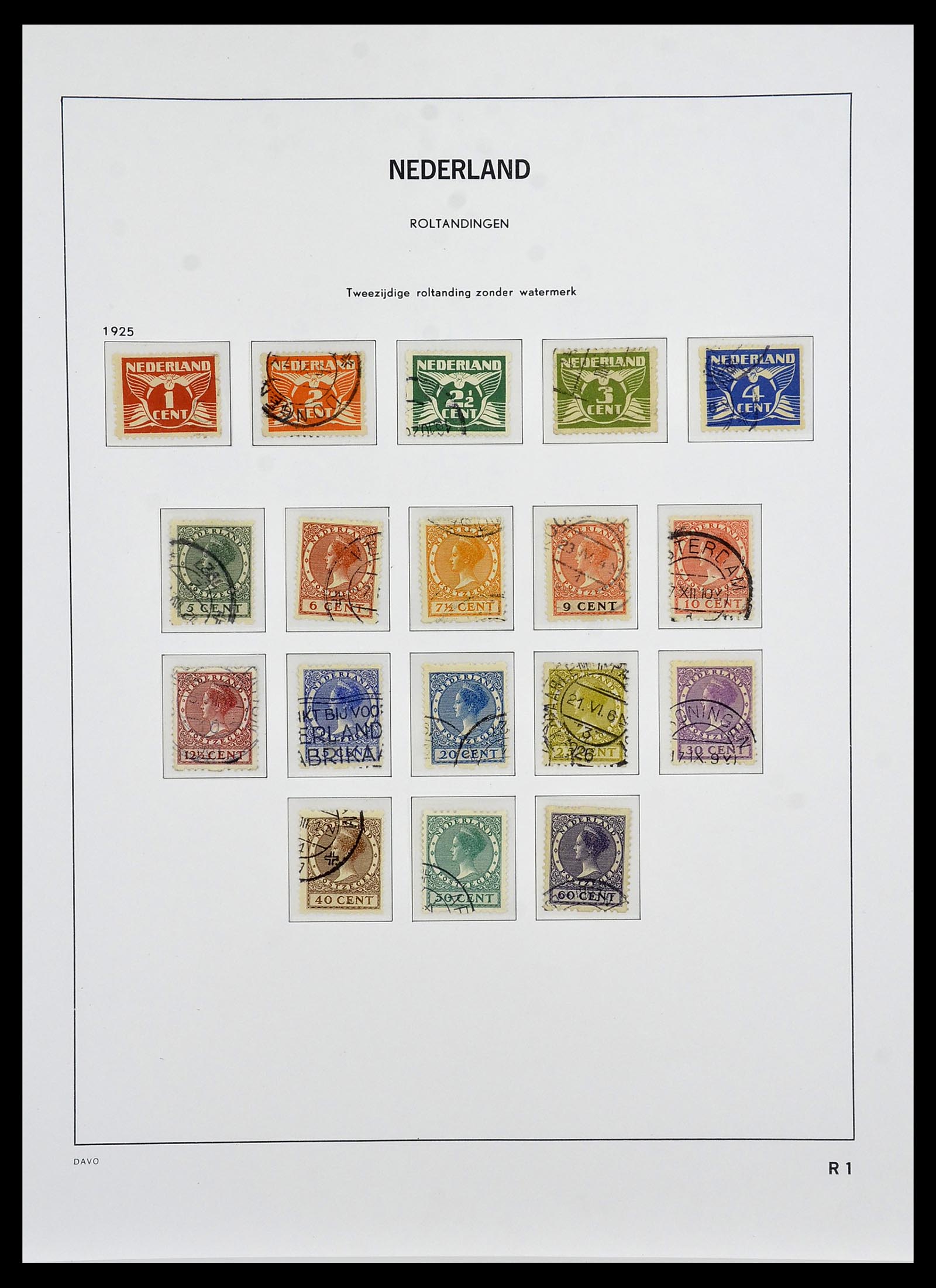 34442 001 - Postzegelverzameling 34442 Nederland roltanding 1925-1933.