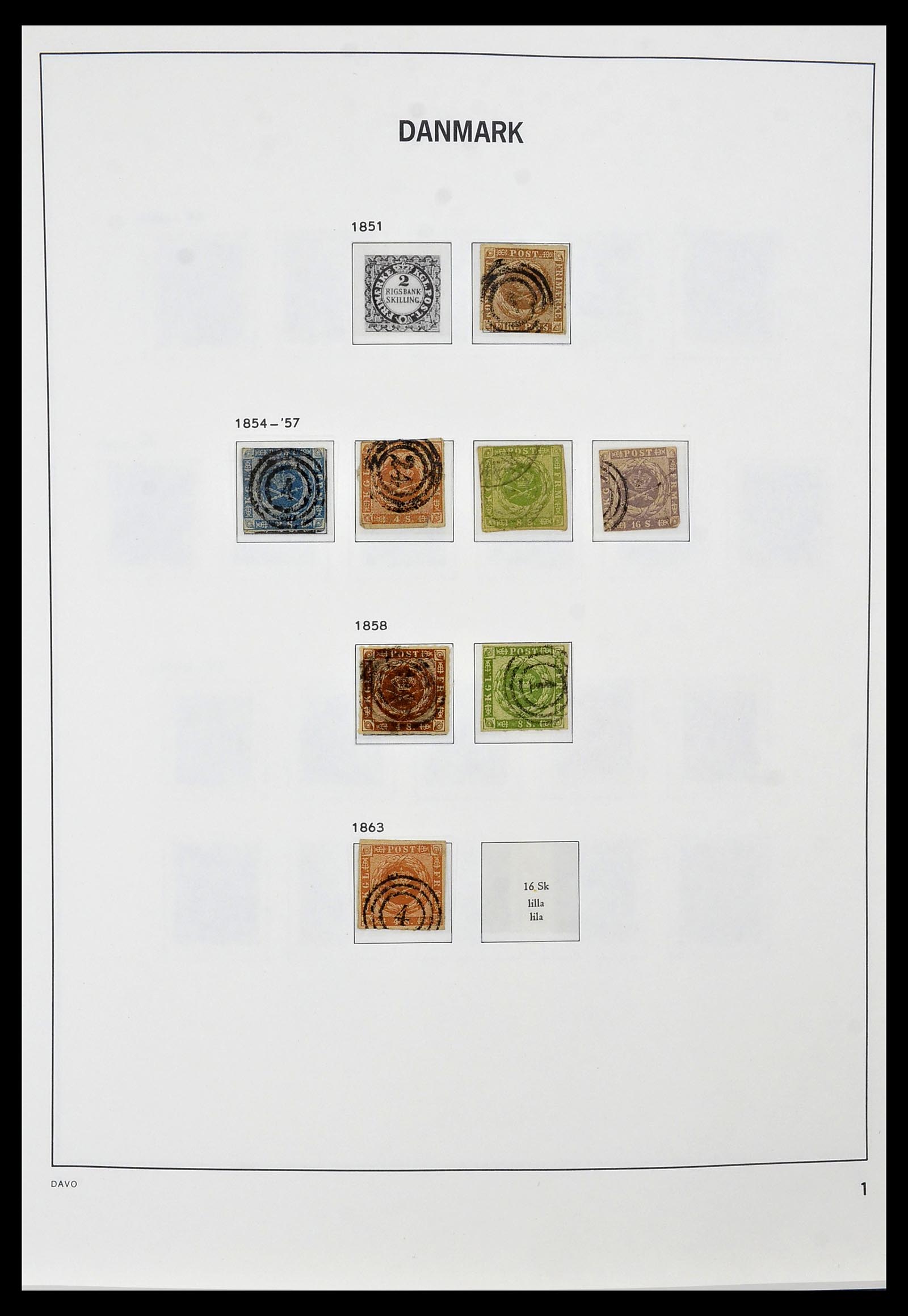 34448 001 - Postzegelverzameling 34448 Denemarken 1851-1999.