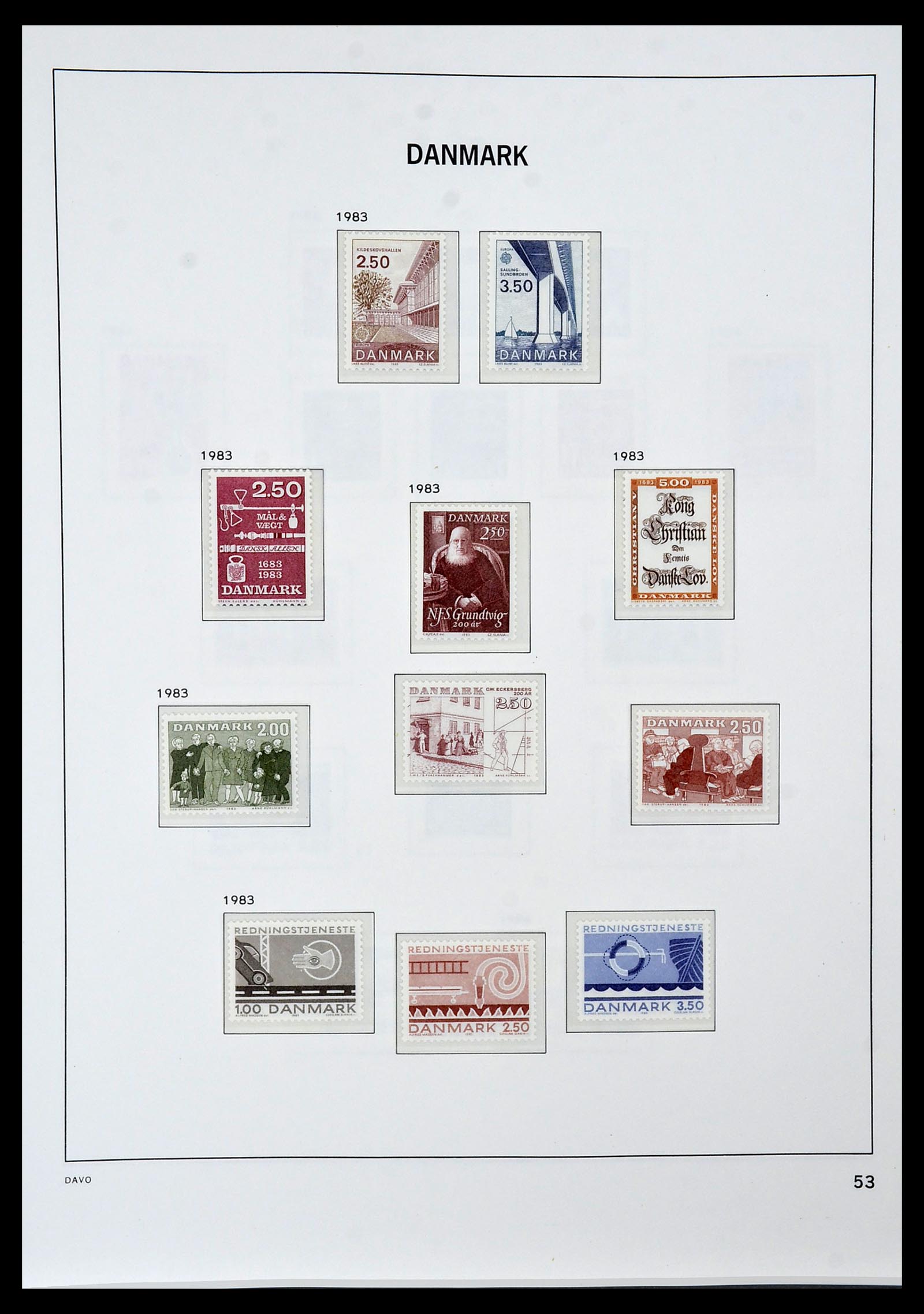 34448 051 - Postzegelverzameling 34448 Denemarken 1851-1999.
