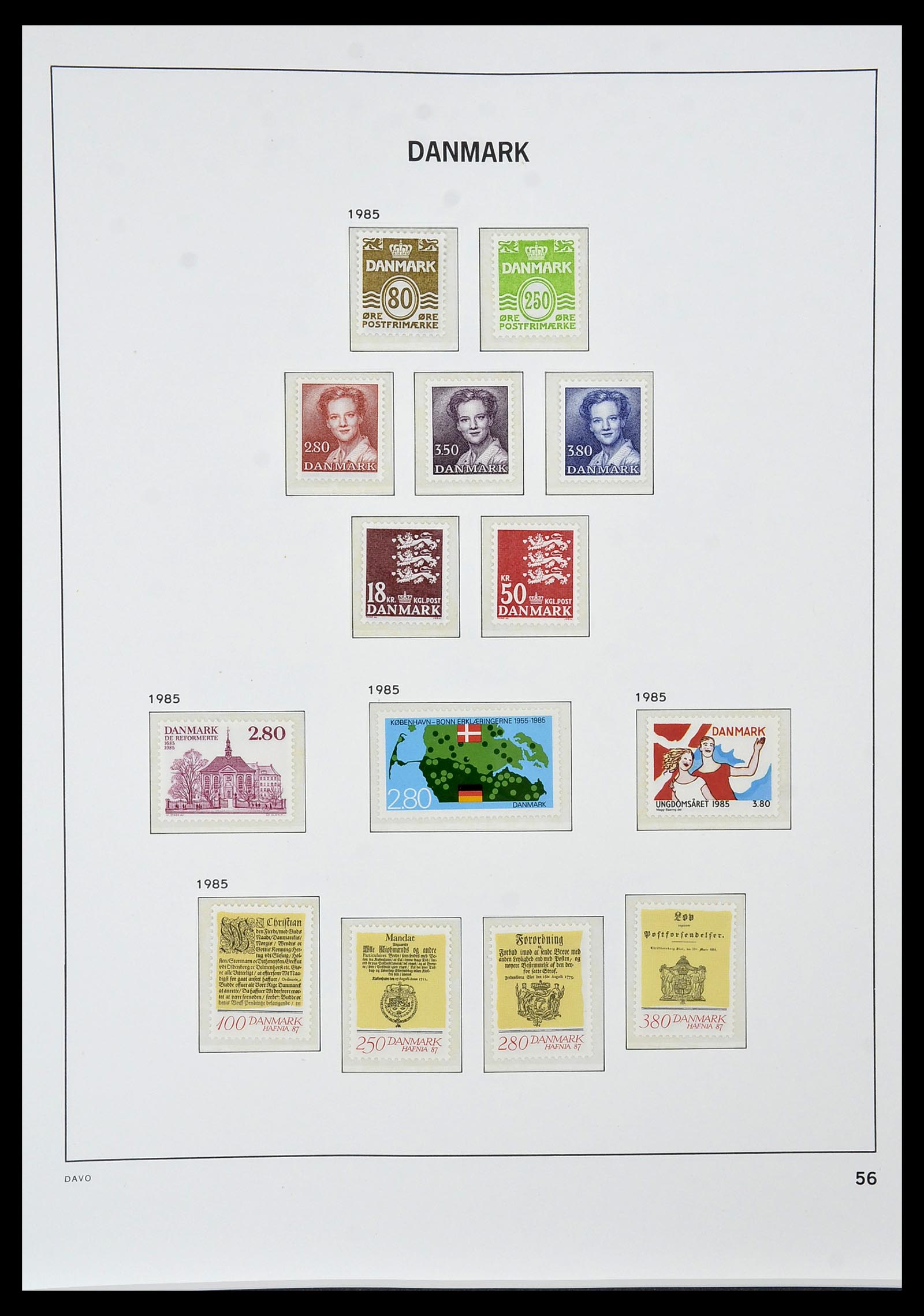 34448 054 - Postzegelverzameling 34448 Denemarken 1851-1999.