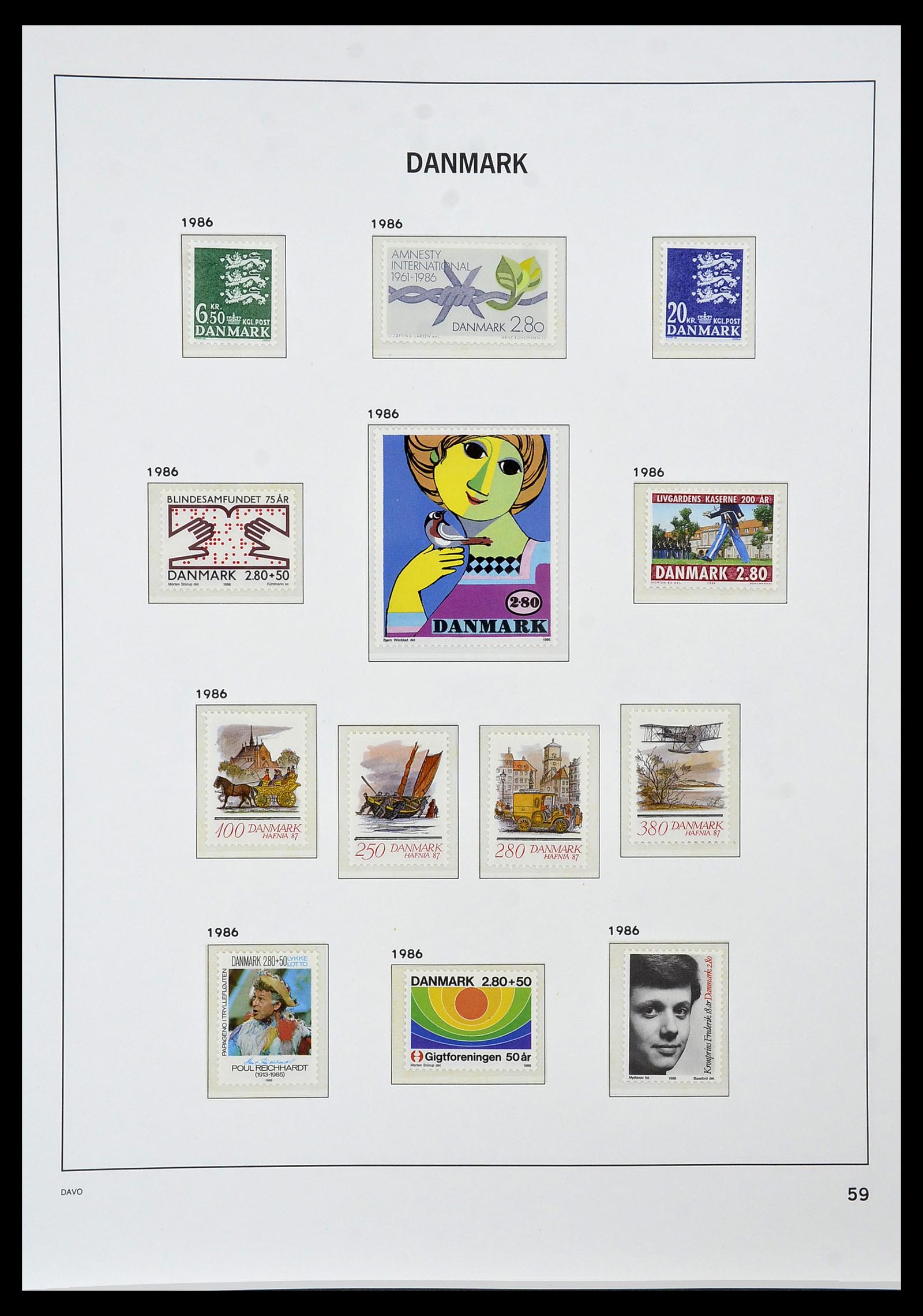 34448 057 - Postzegelverzameling 34448 Denemarken 1851-1999.