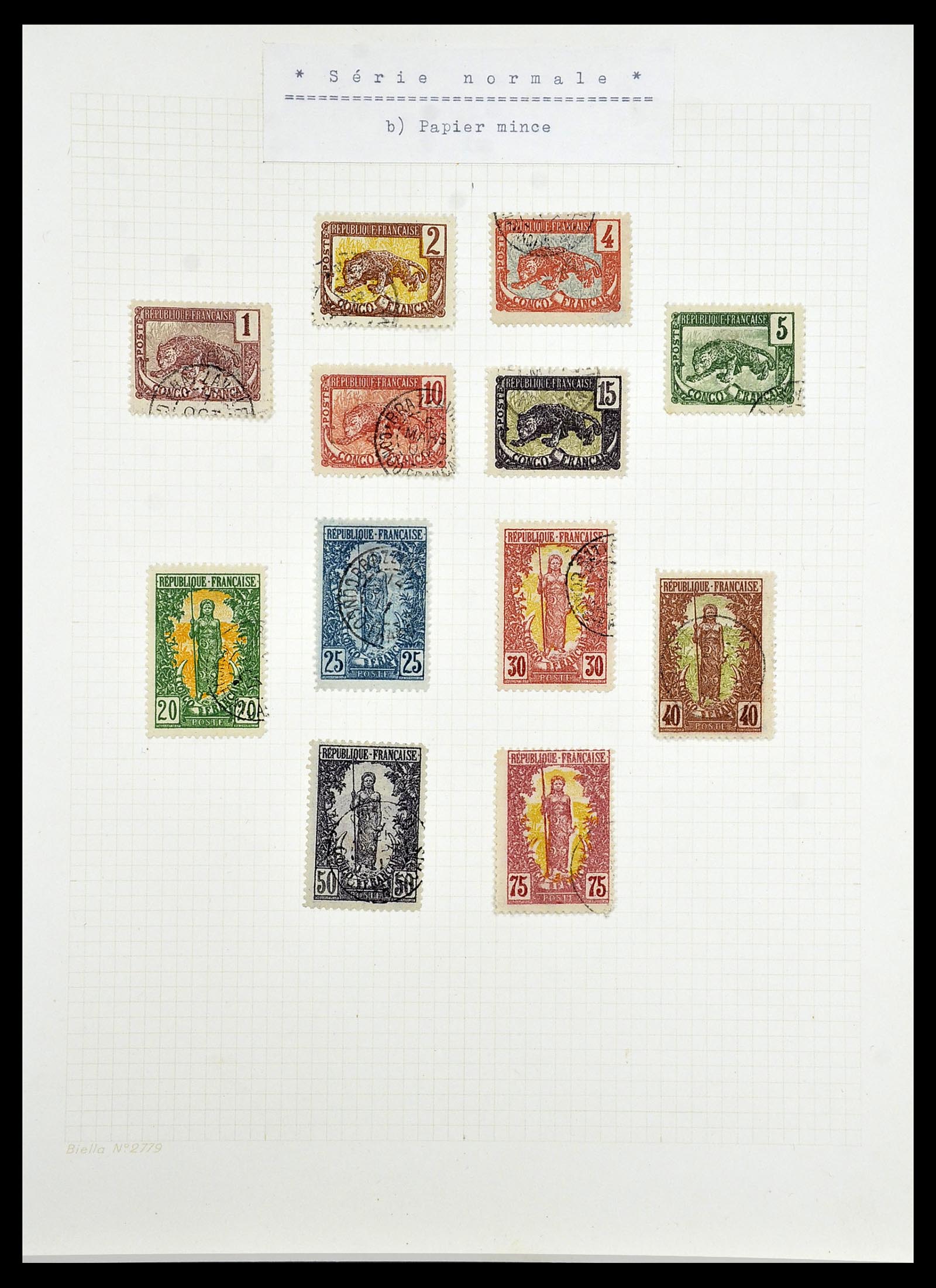 34450 010 - Postzegelverzameling 34450 Frans Congo 1900-1904.