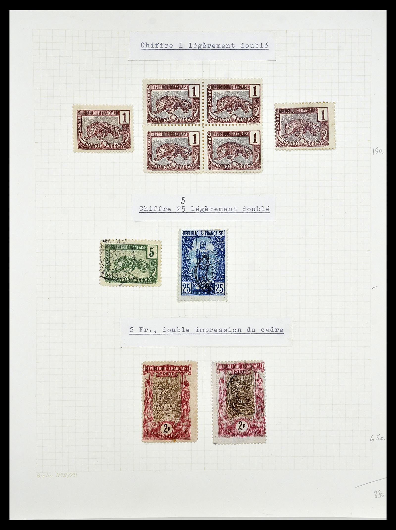 34450 013 - Postzegelverzameling 34450 Frans Congo 1900-1904.