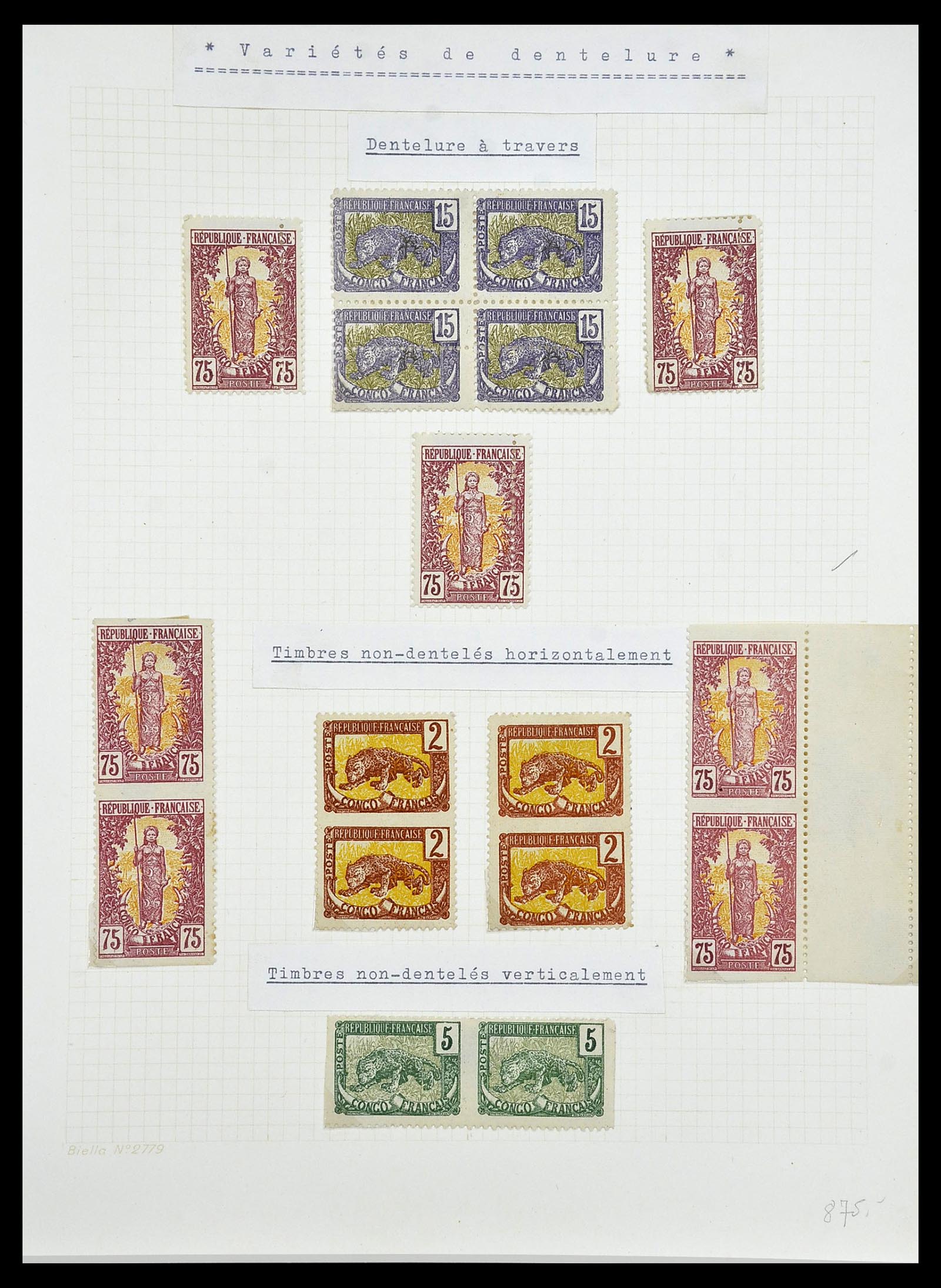 34450 015 - Postzegelverzameling 34450 Frans Congo 1900-1904.