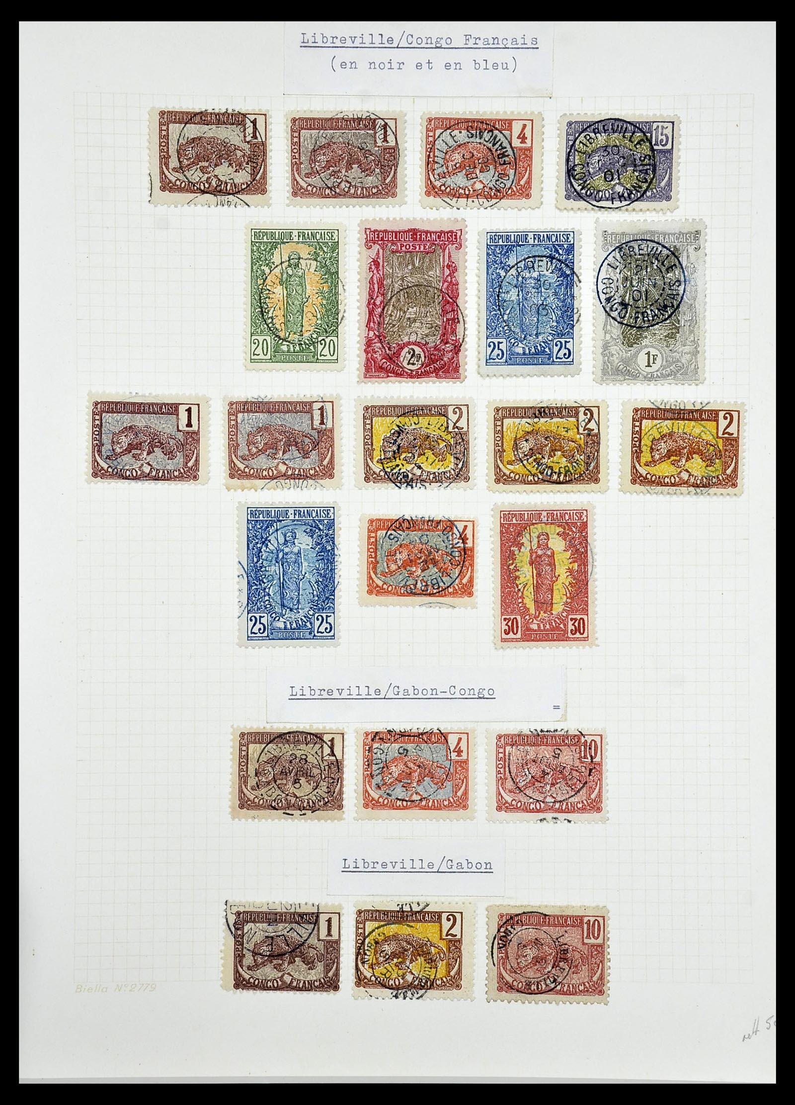 34450 022 - Postzegelverzameling 34450 Frans Congo 1900-1904.