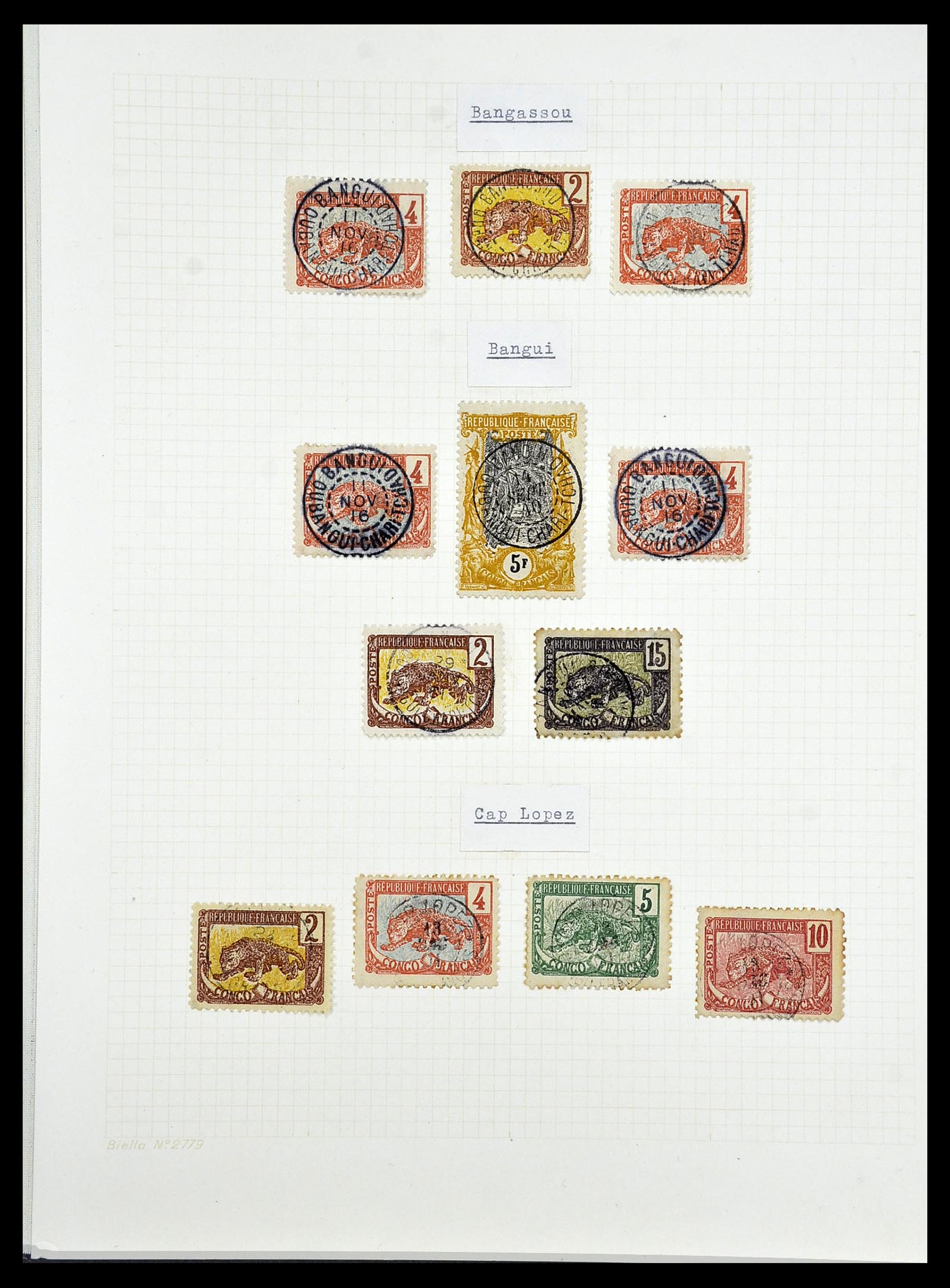 34450 023 - Postzegelverzameling 34450 Frans Congo 1900-1904.
